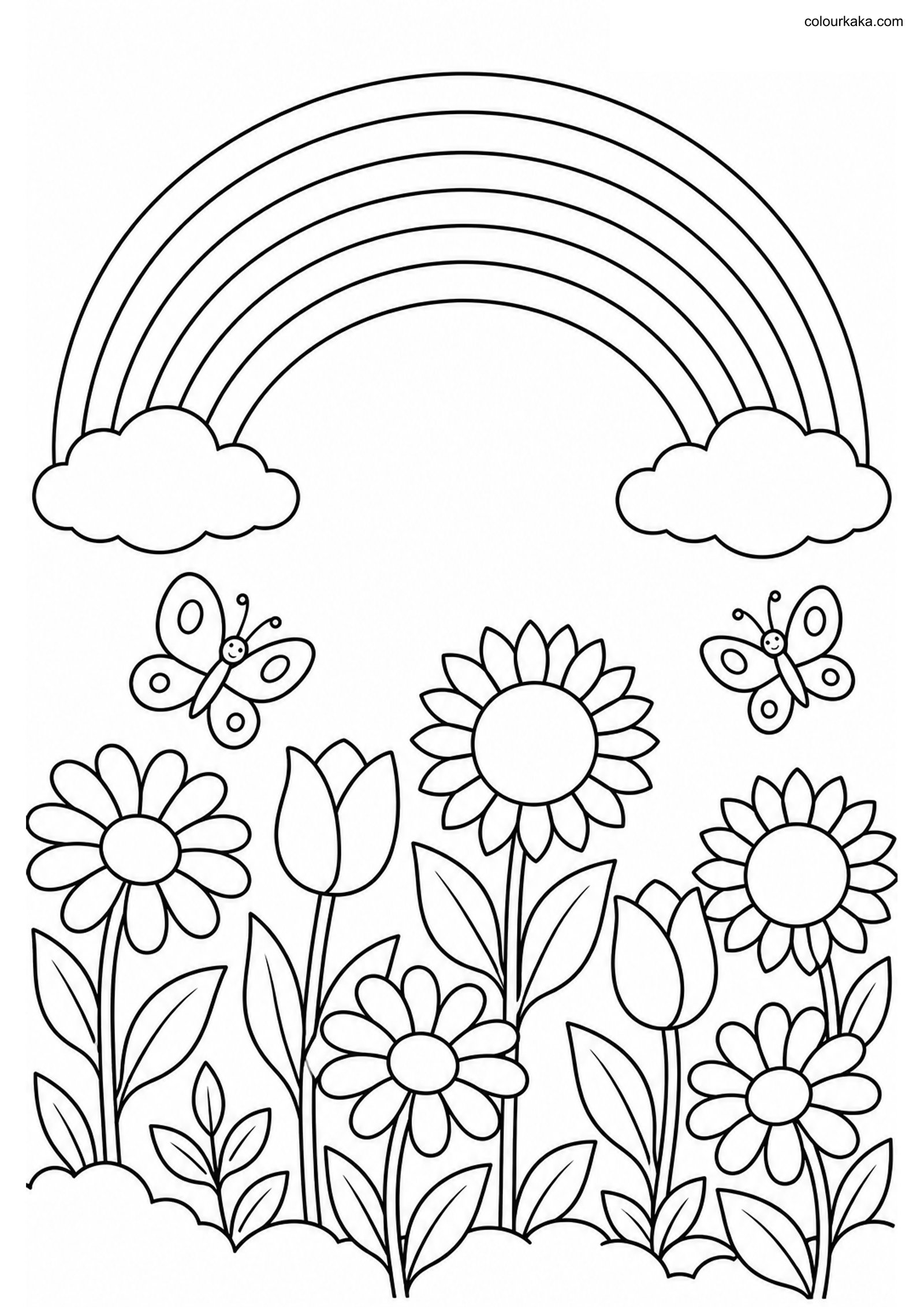 Rainbow Flower Garden Colouring colouring page preview