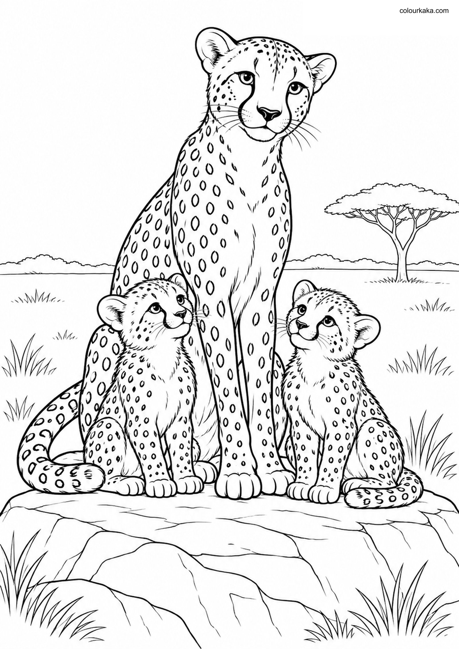 Cheetah Cubs Colouring colouring page preview