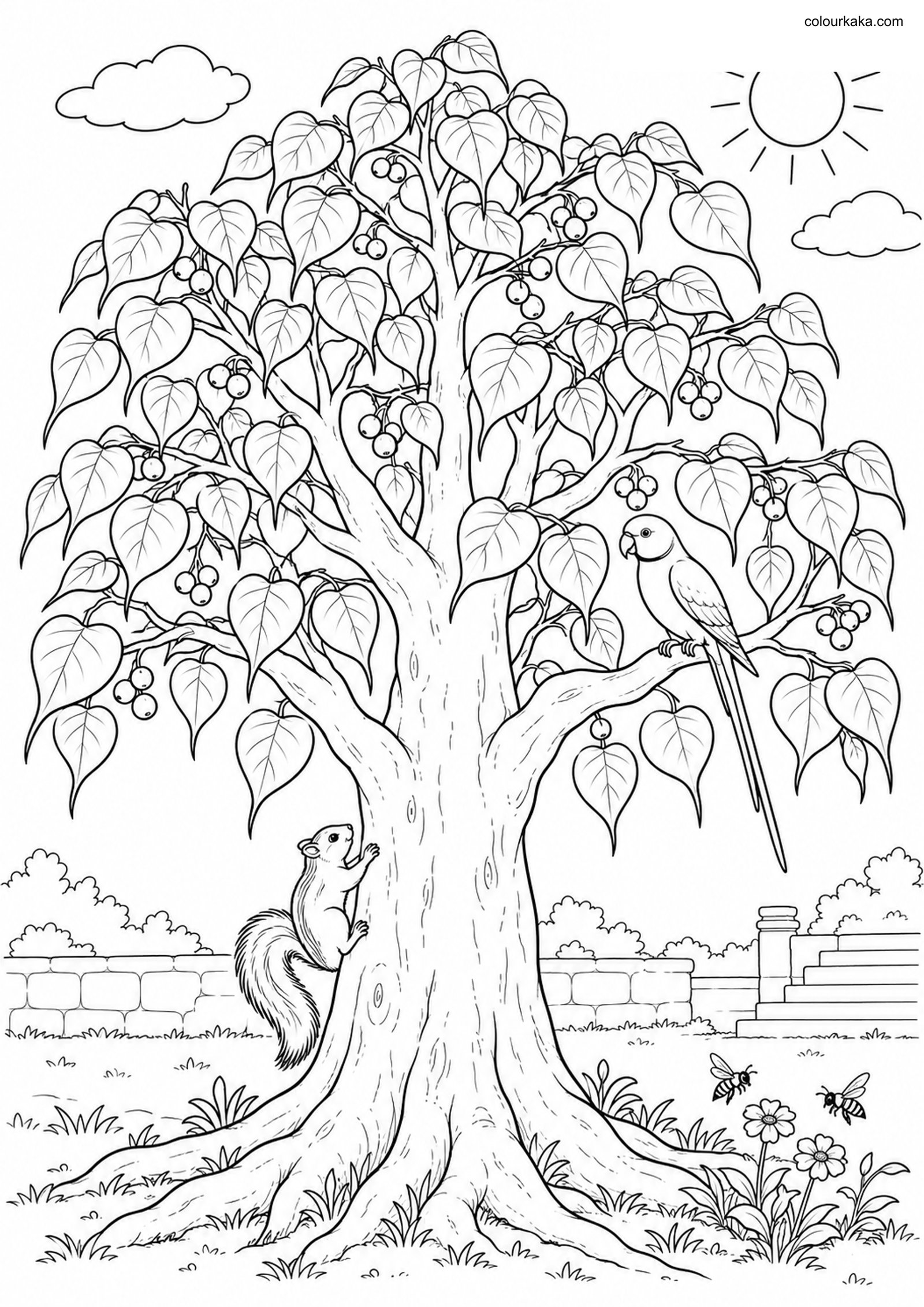 Peepal Tree Colouring Page colouring page preview