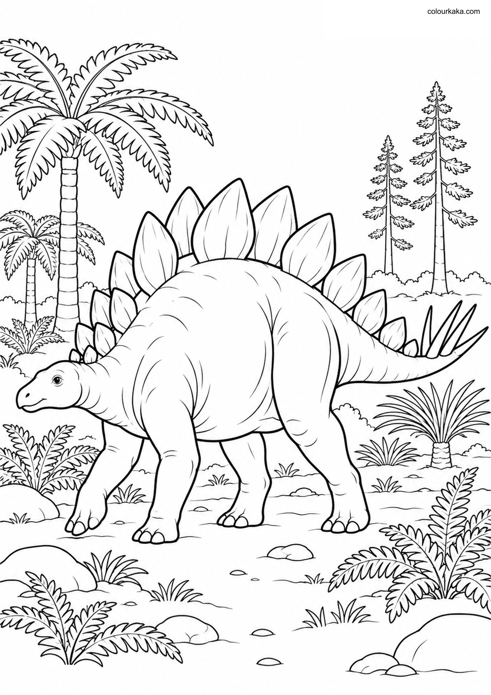 Stegosaurus Forest Colouring colouring page preview