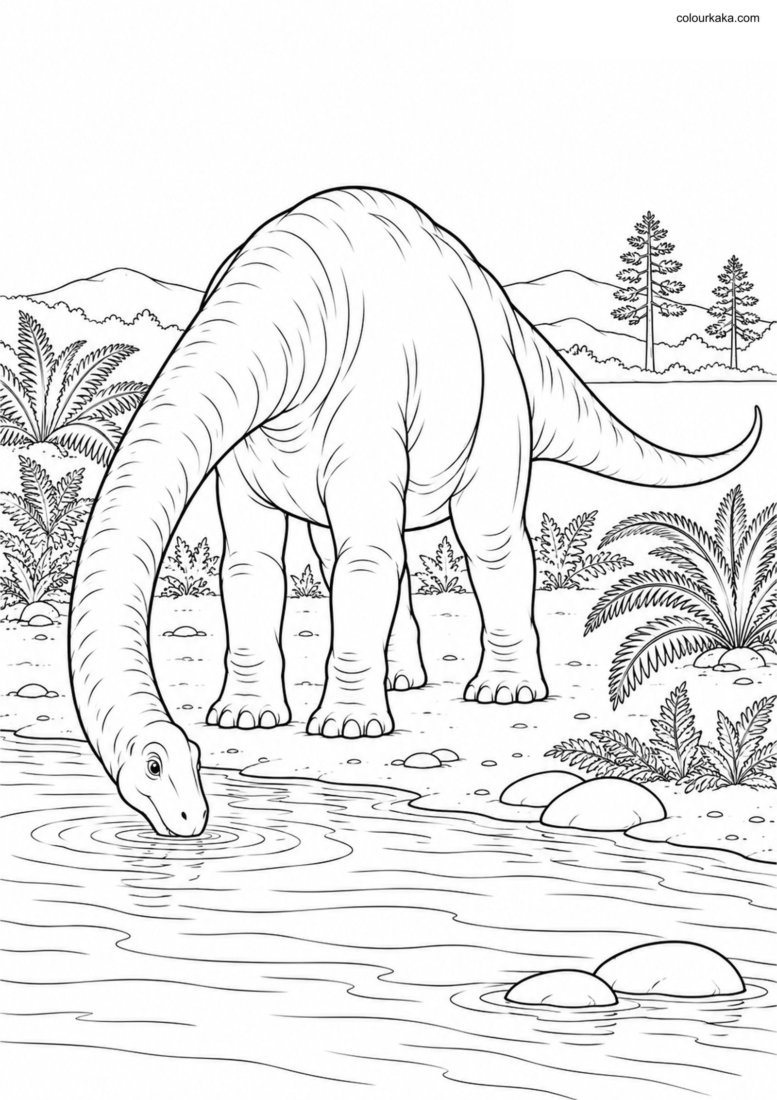 Apatosaurus River Colouring colouring page preview