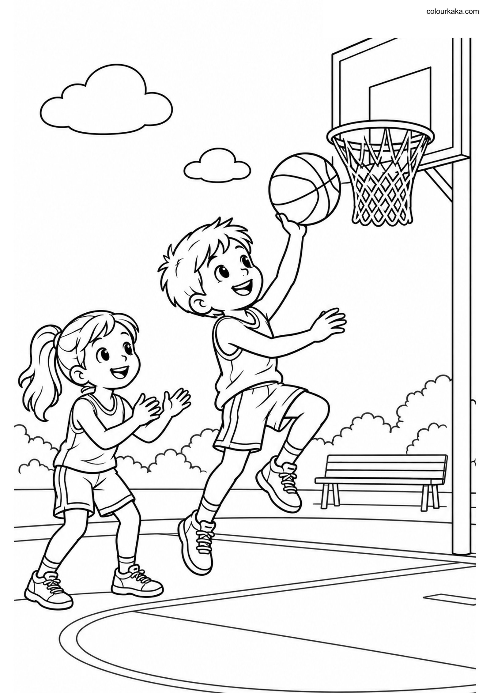 Basketball Colouring Page colouring page preview