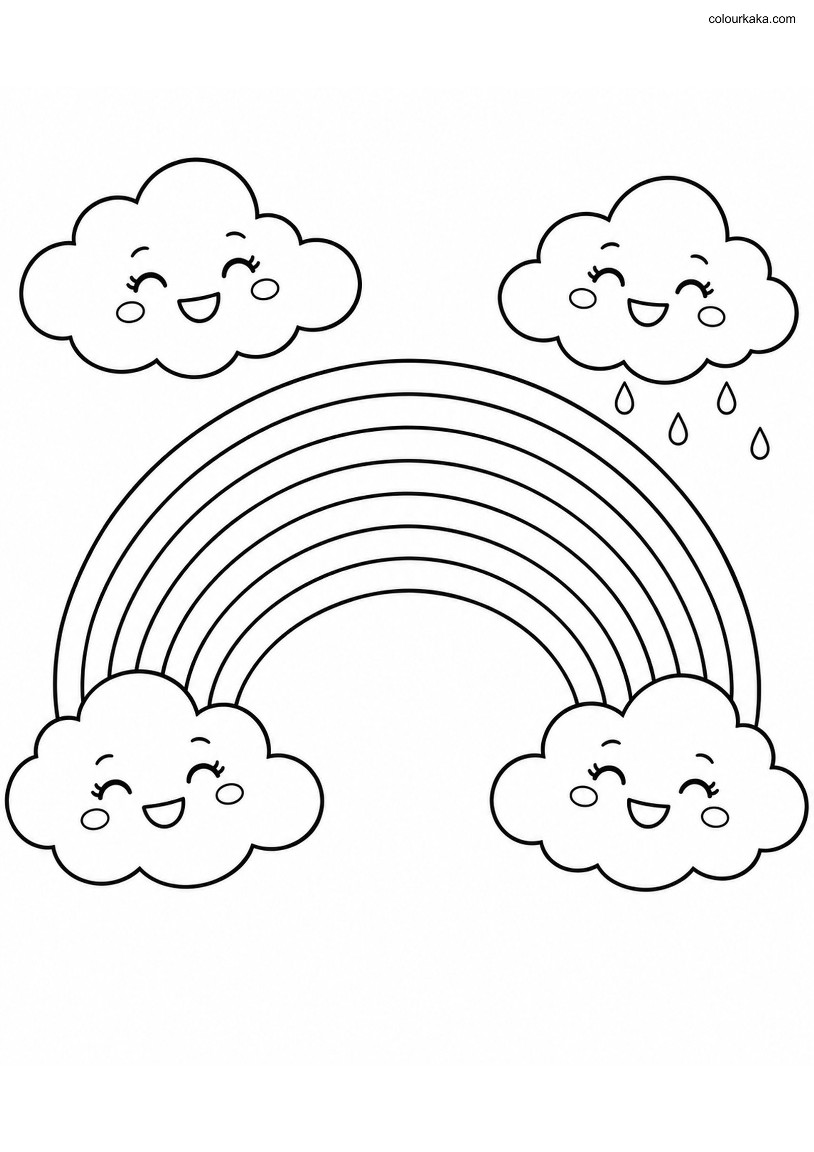 Smiling Cloud Rainbow Colouring colouring page preview
