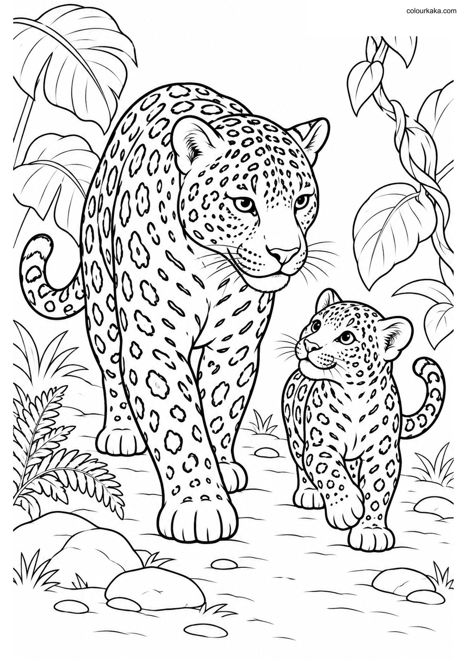 Jaguar Family Colouring colouring page preview