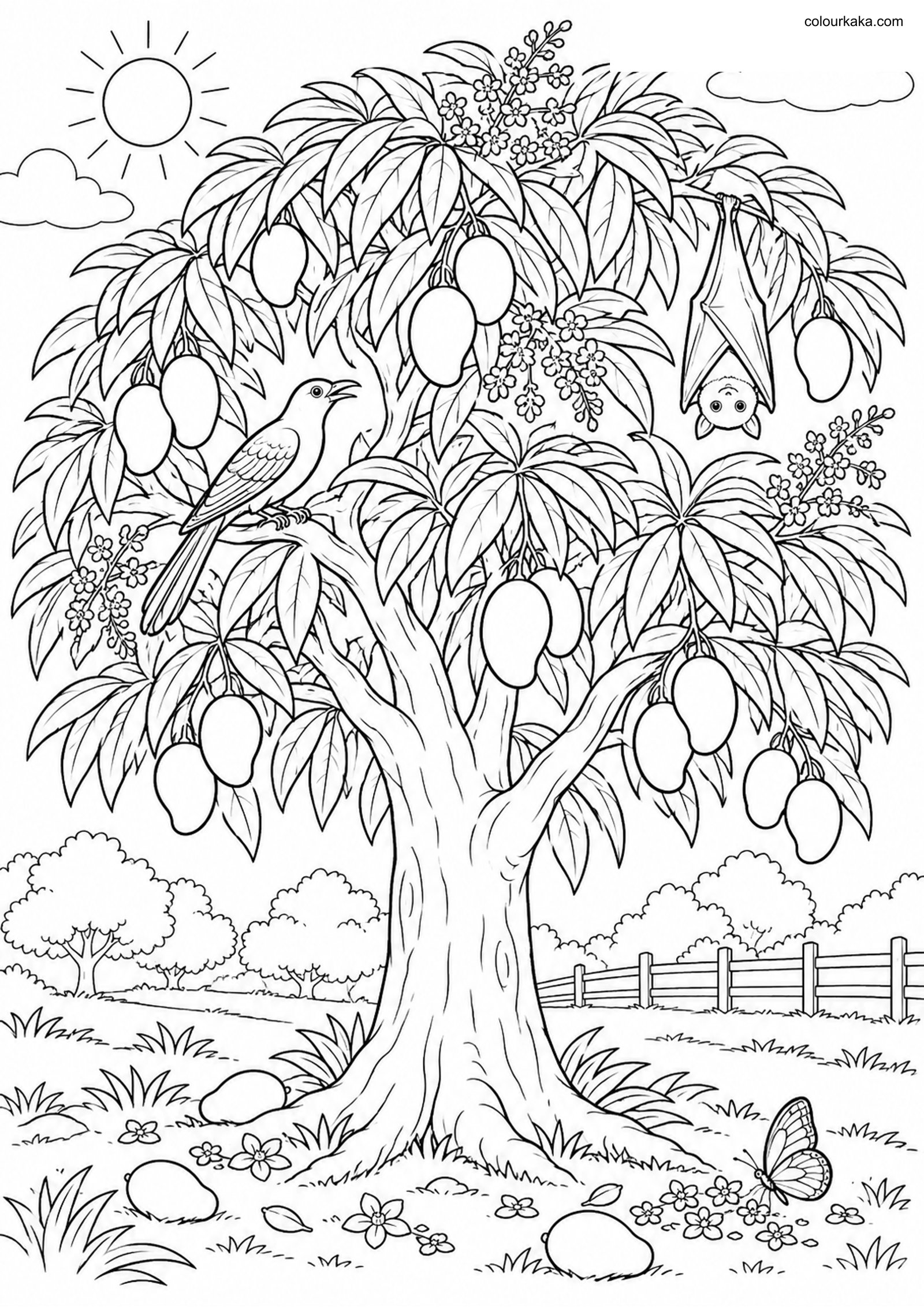 Mango Tree Colouring Page colouring page preview