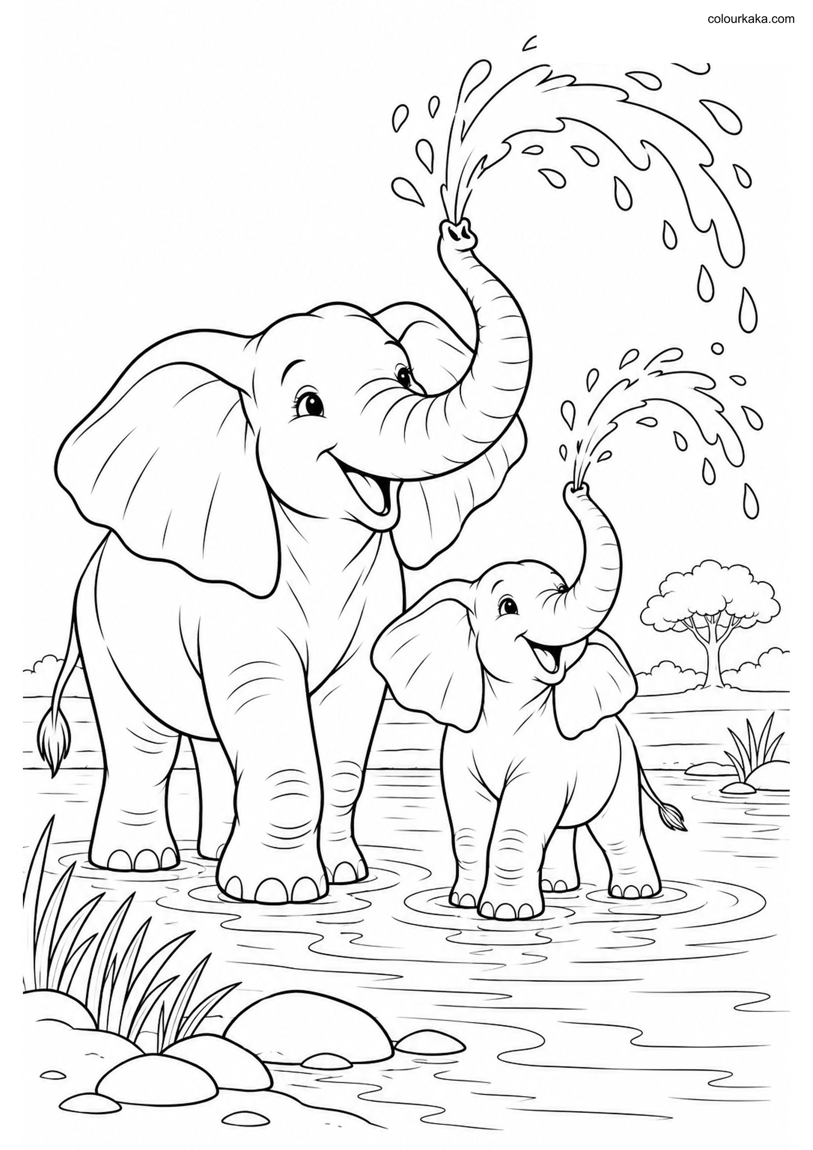 Elephant Calf Colouring colouring page preview