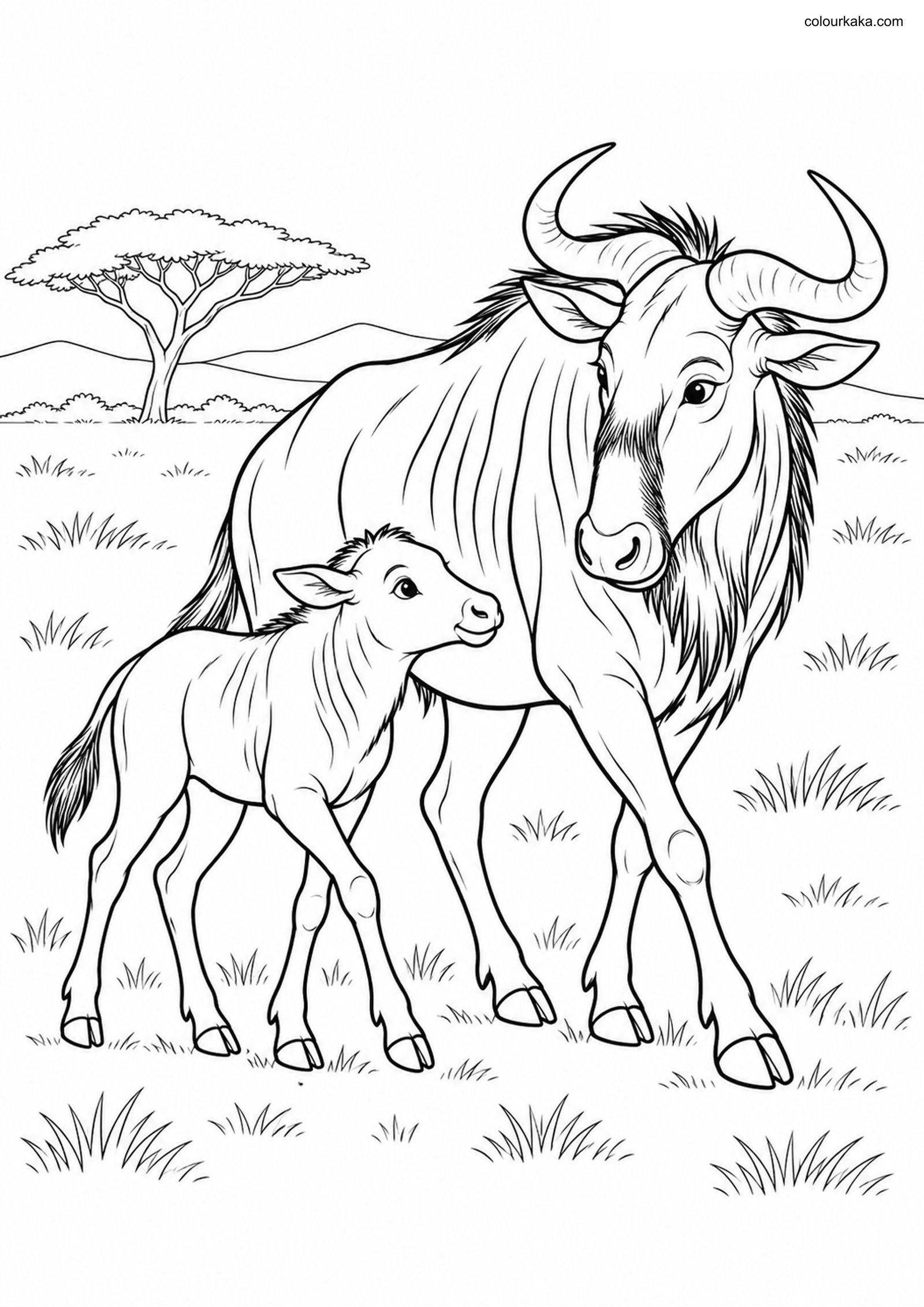 Wildebeest Calf Colouring colouring page preview
