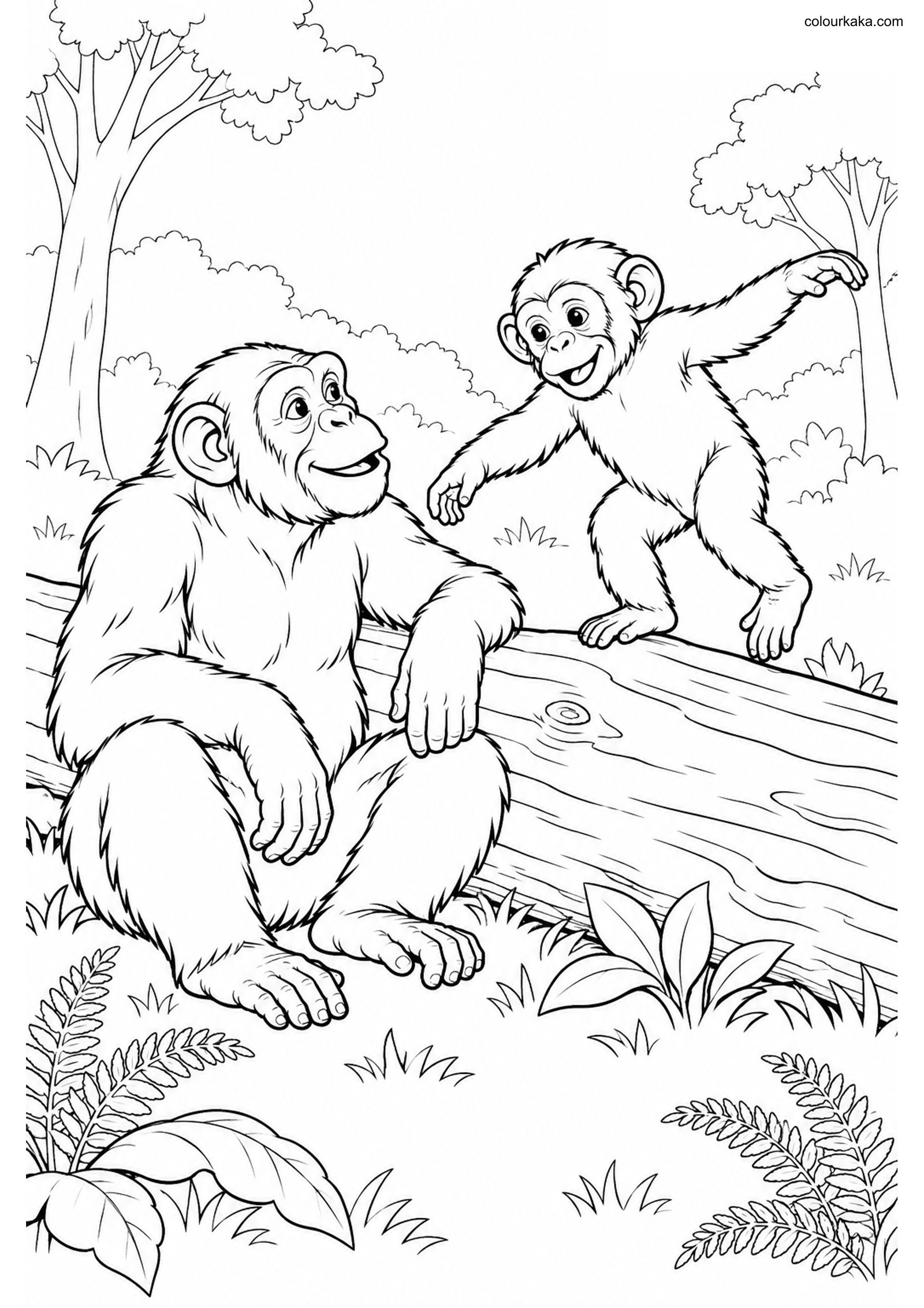 Chimpanzee Baby Colouring colouring page preview