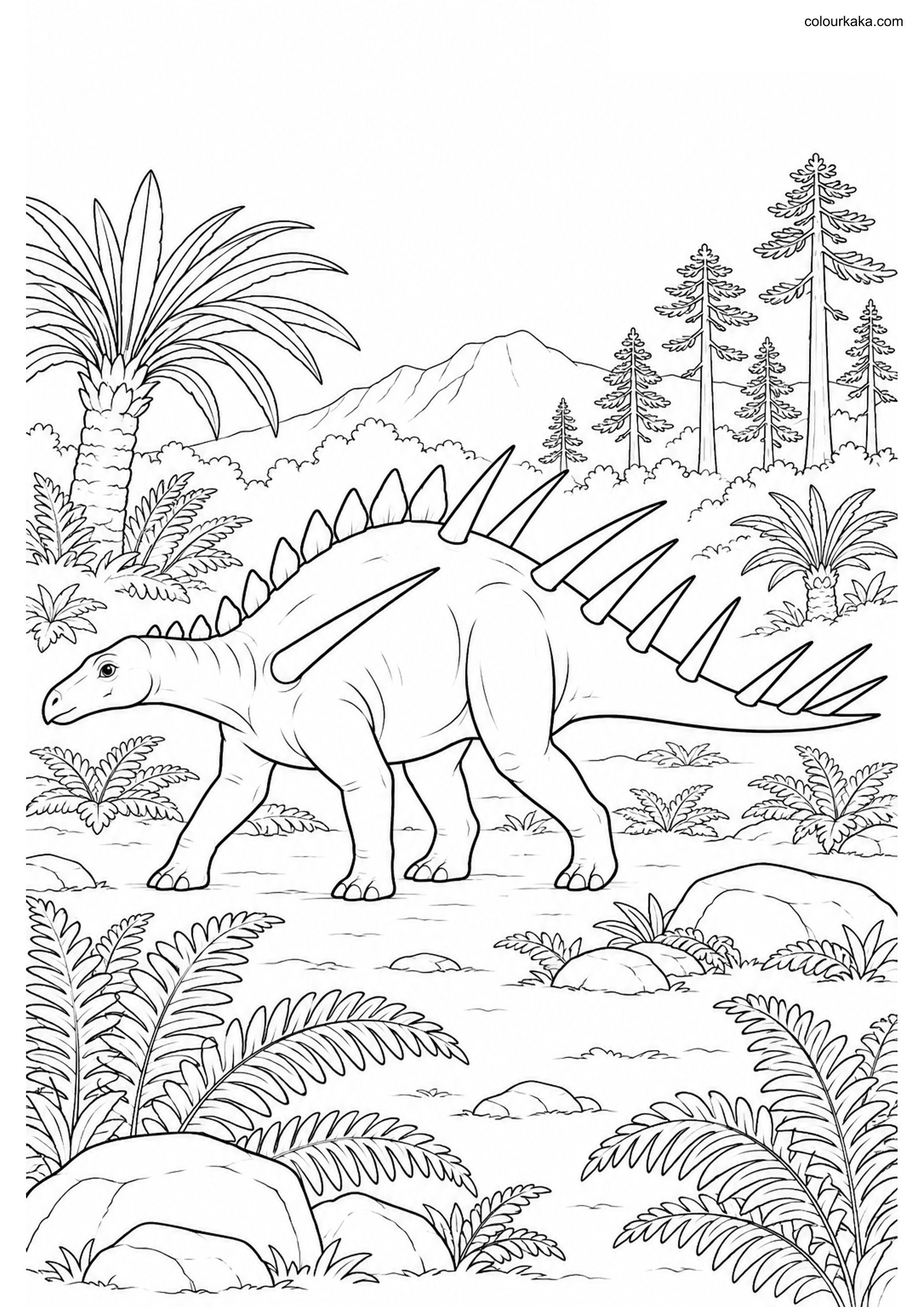 Kentrosaurus Fern Colouring colouring page preview
