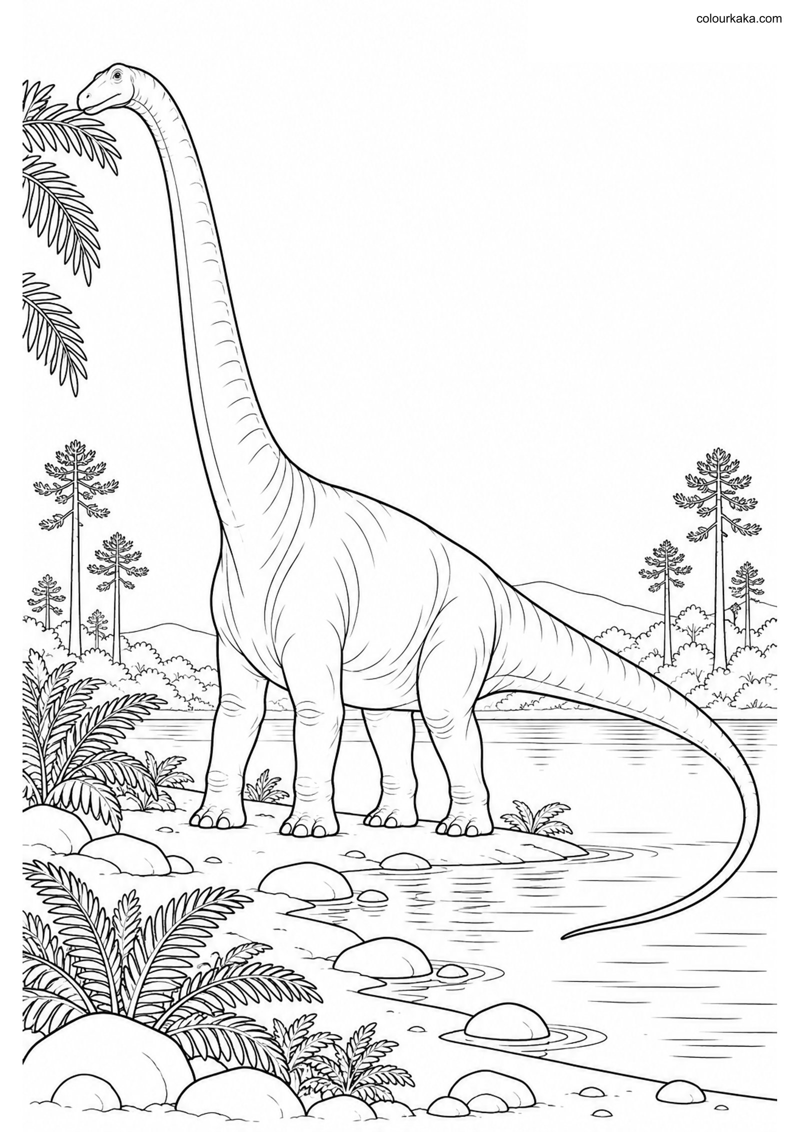 Barosaurus Lake Colouring colouring page preview