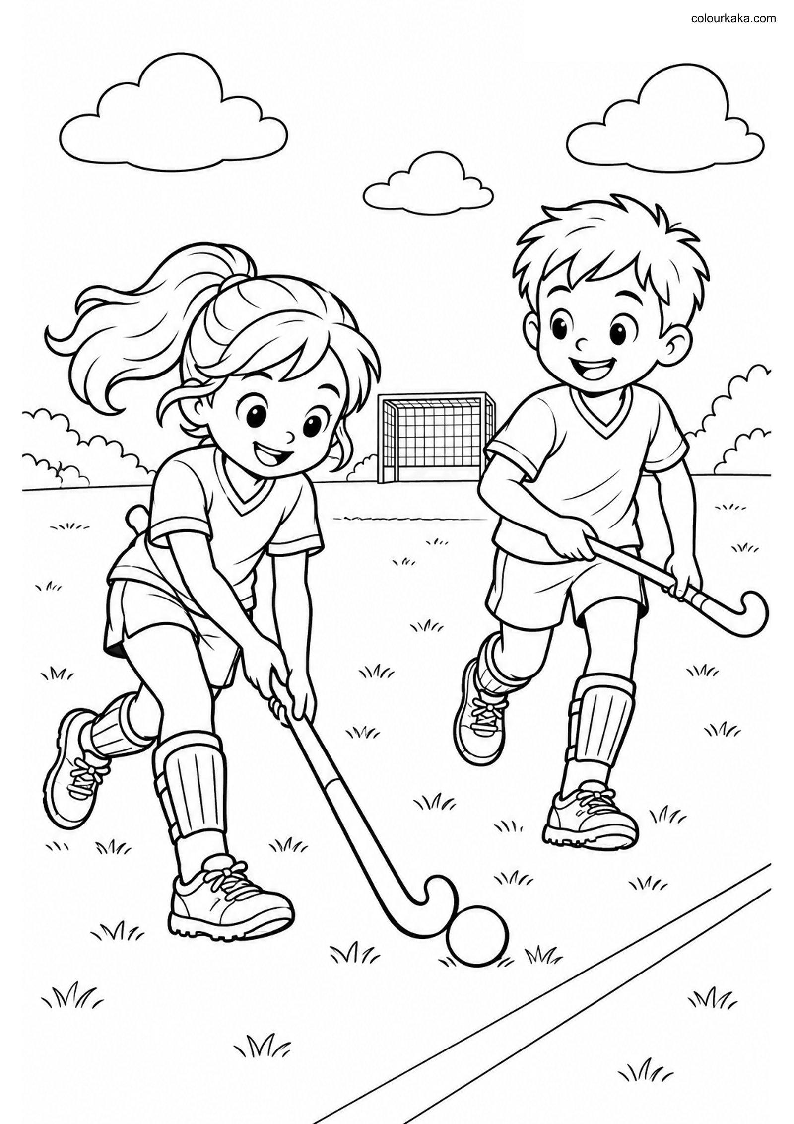 Field Hockey Colouring Page colouring page preview