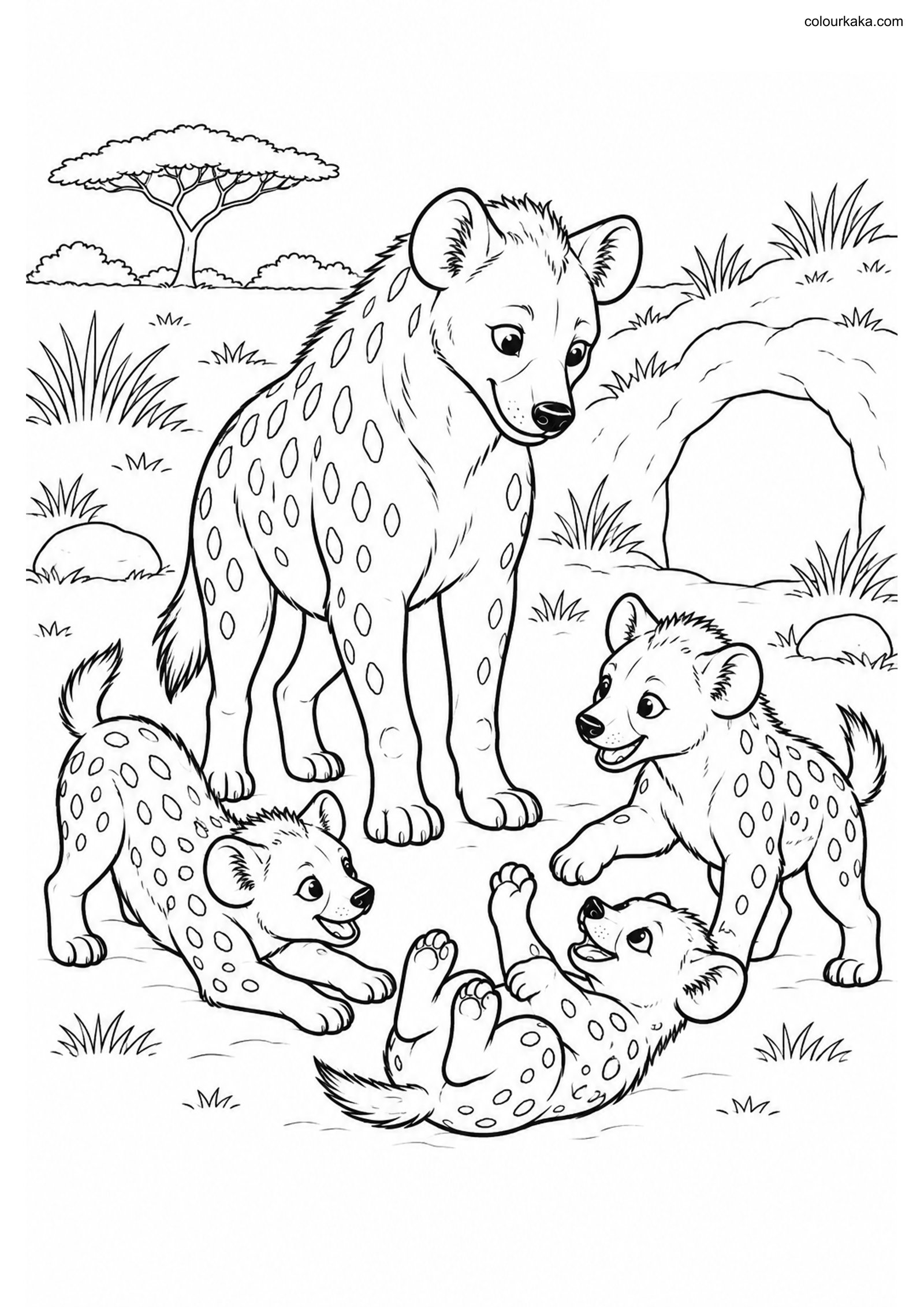 Hyena Cubs Colouring colouring page preview
