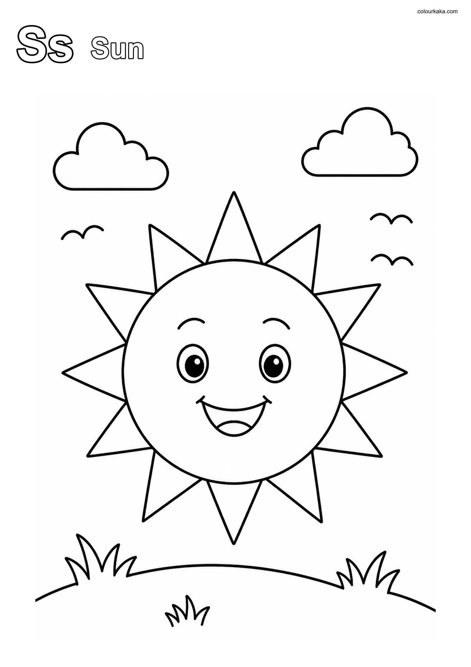 Ss Sun Alphabet Activity colouring page preview