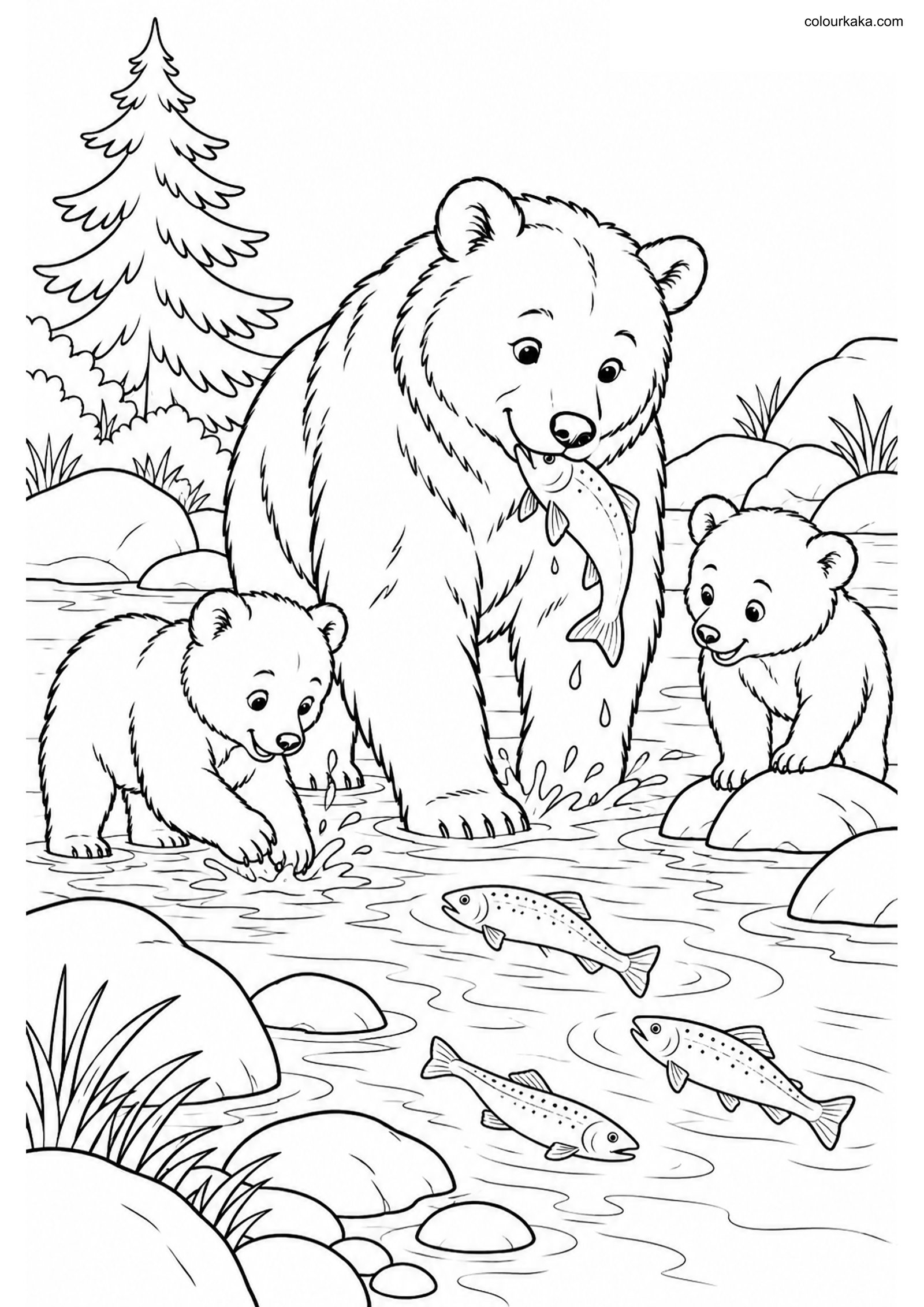 Brown Bear Cubs Colouring colouring page preview