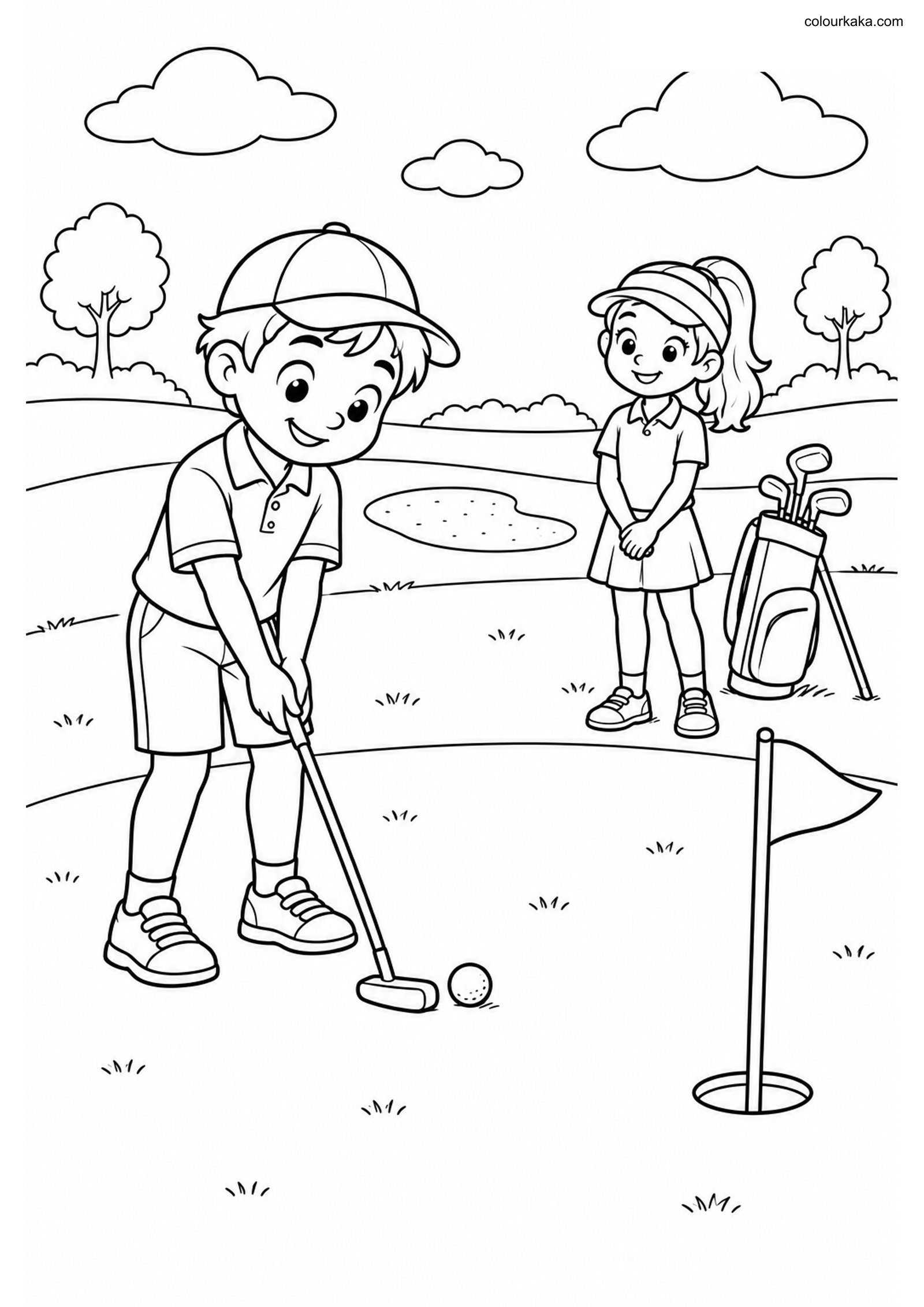 Golf Colouring Page colouring page preview