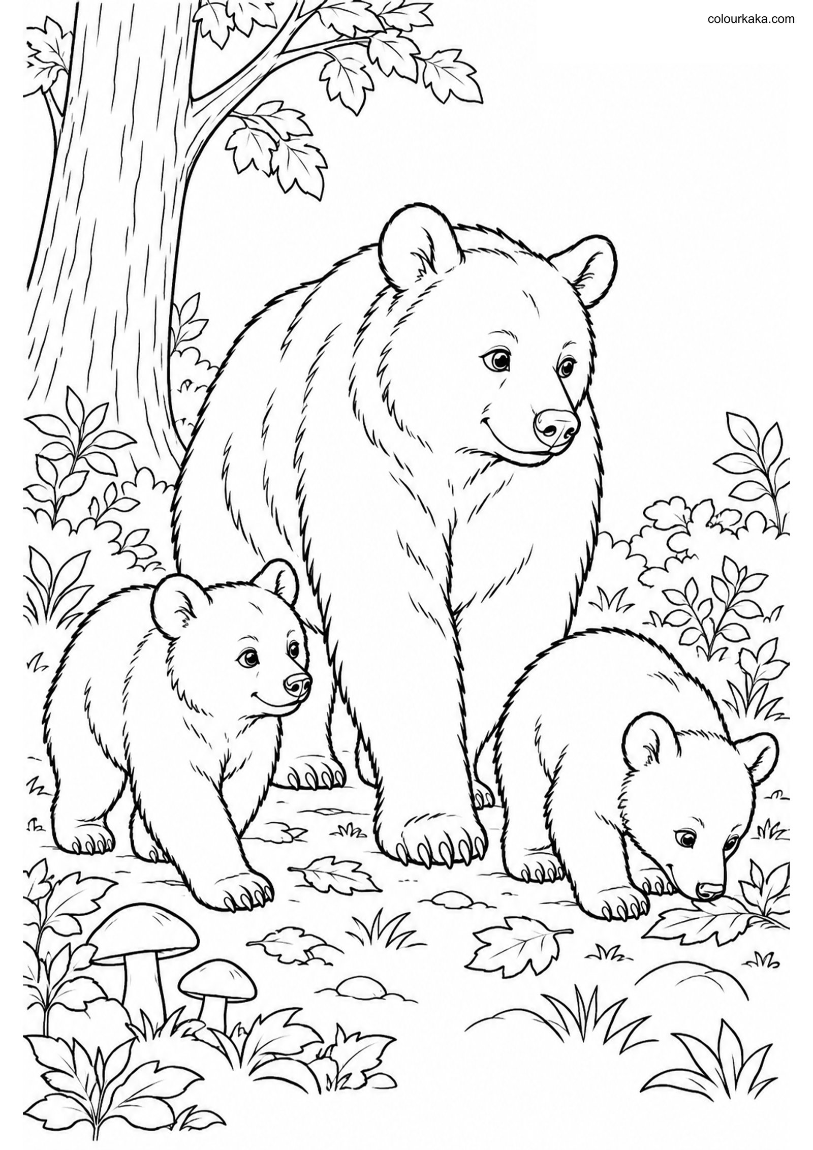Black Bear Cubs Colouring colouring page preview