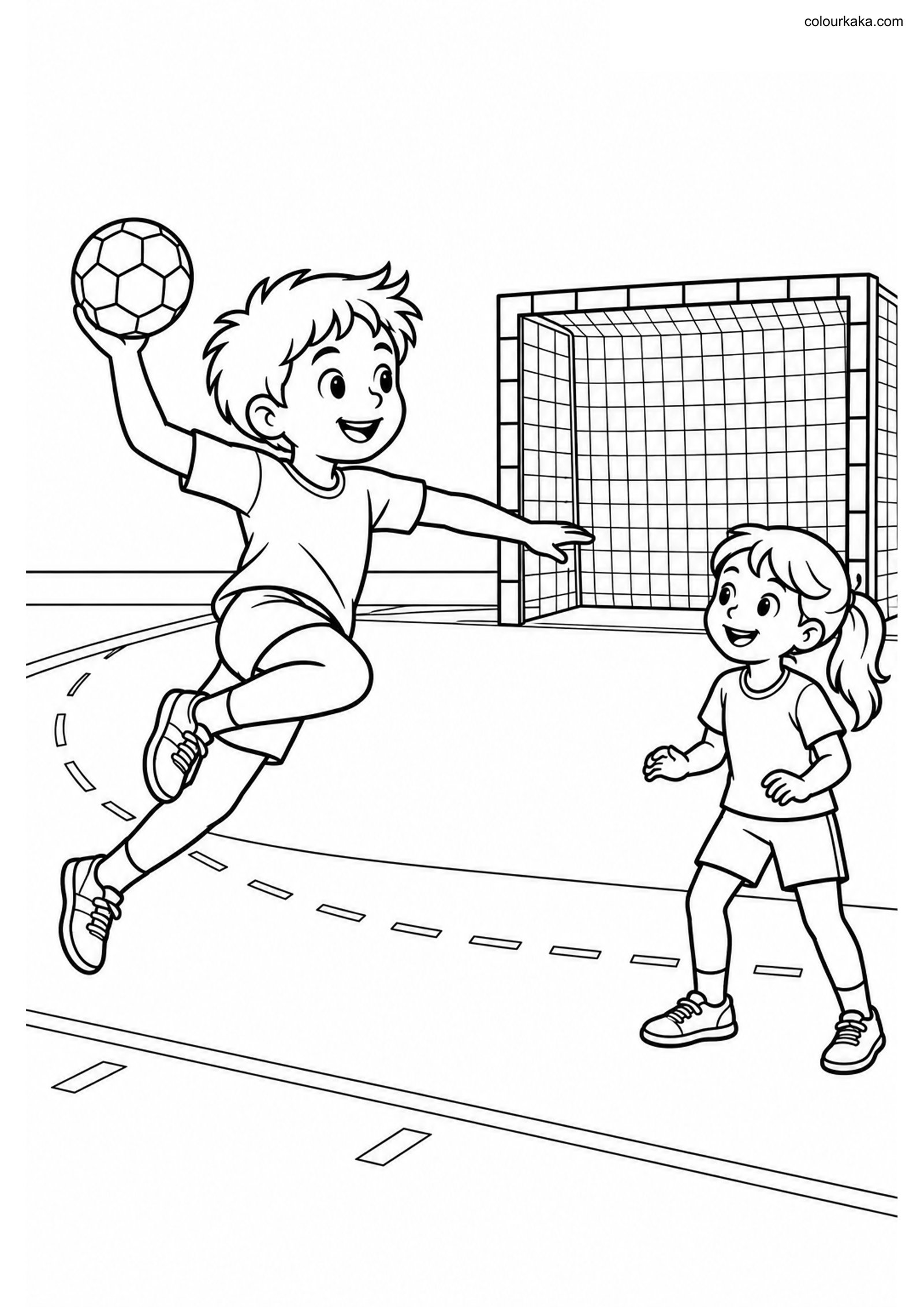 Handball Colouring Page colouring page preview