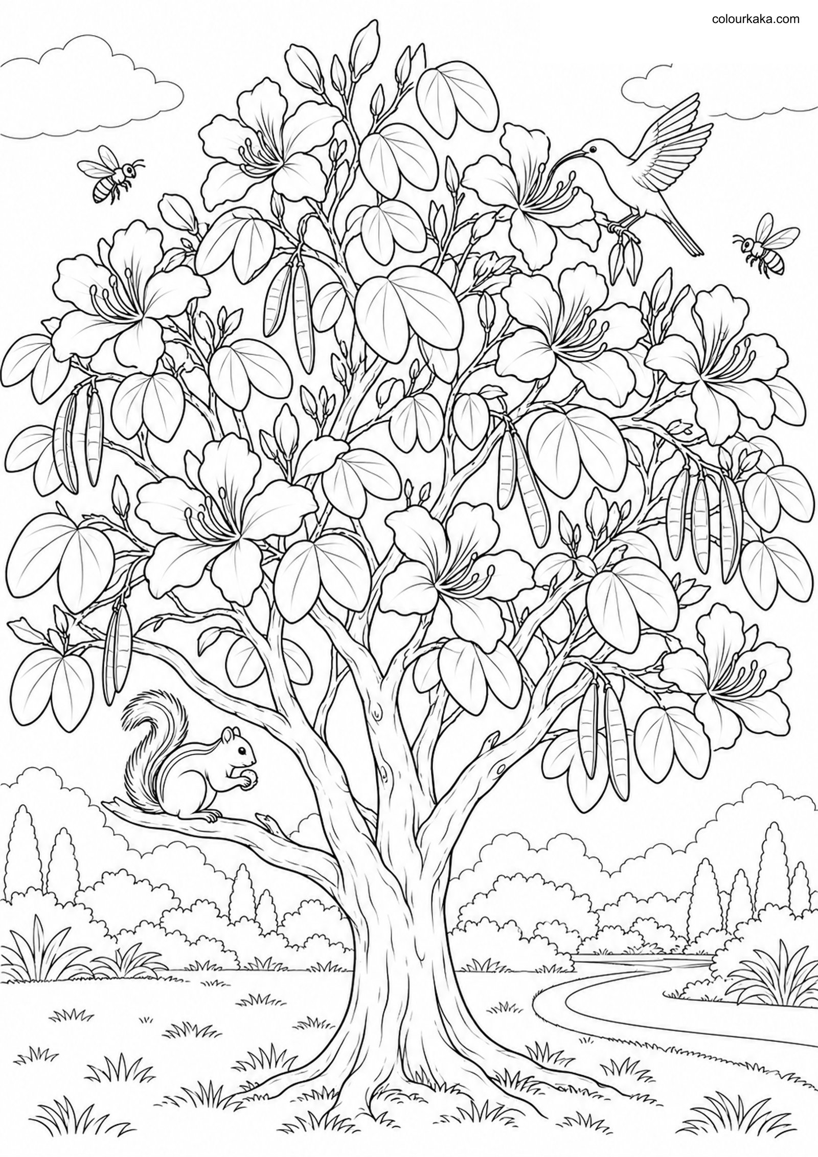 Orchid Tree Colouring Page colouring page preview