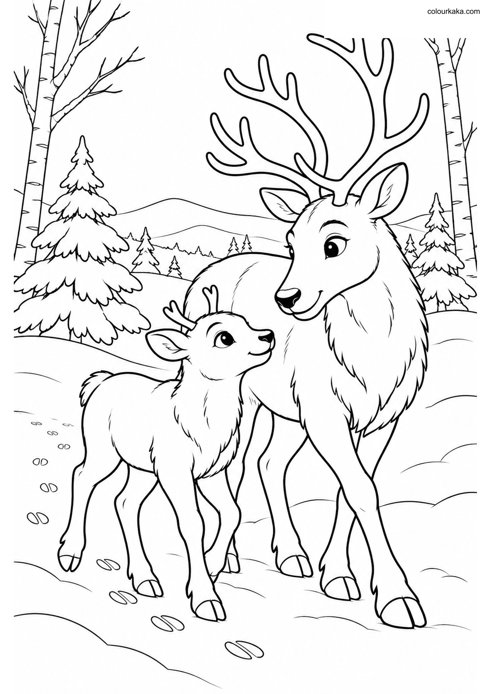 Reindeer Calf Colouring colouring page preview