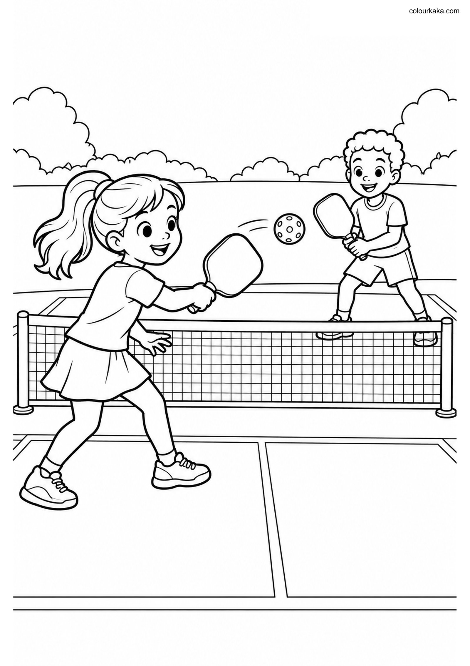 Pickleball Colouring Page colouring page preview
