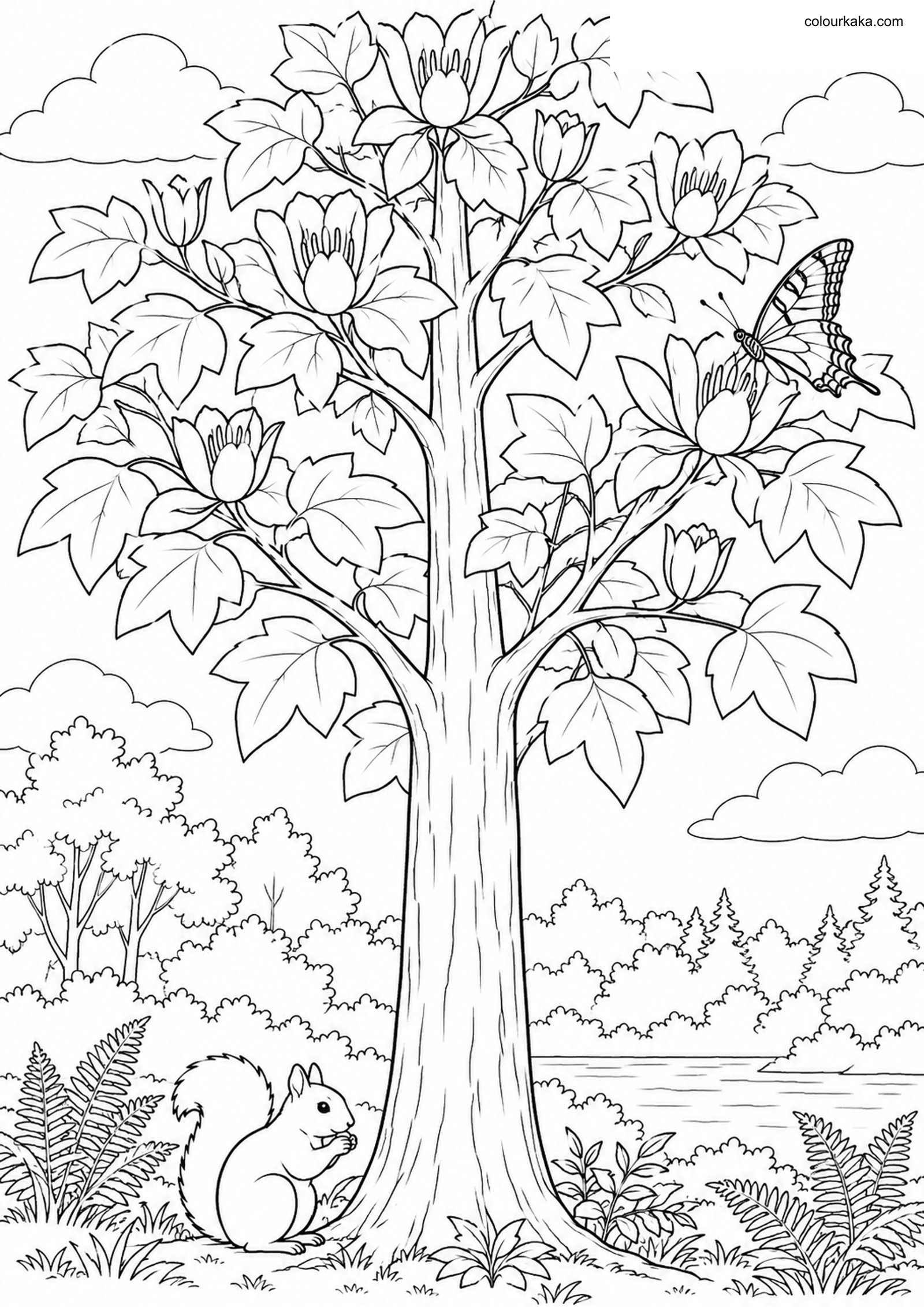 Tulip Tree Colouring Page colouring page preview