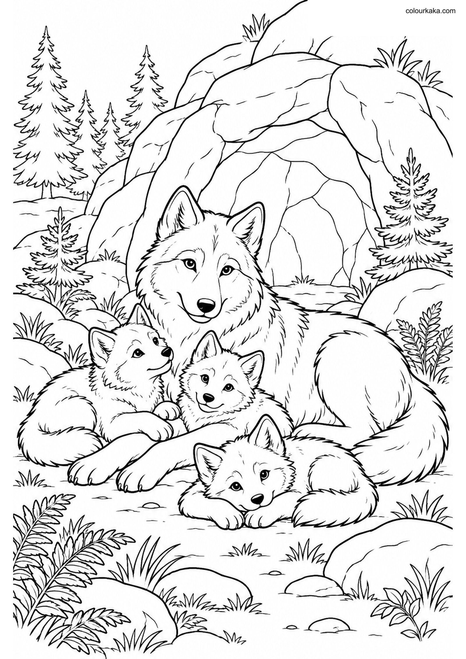 Wolf Pups Colouring colouring page preview