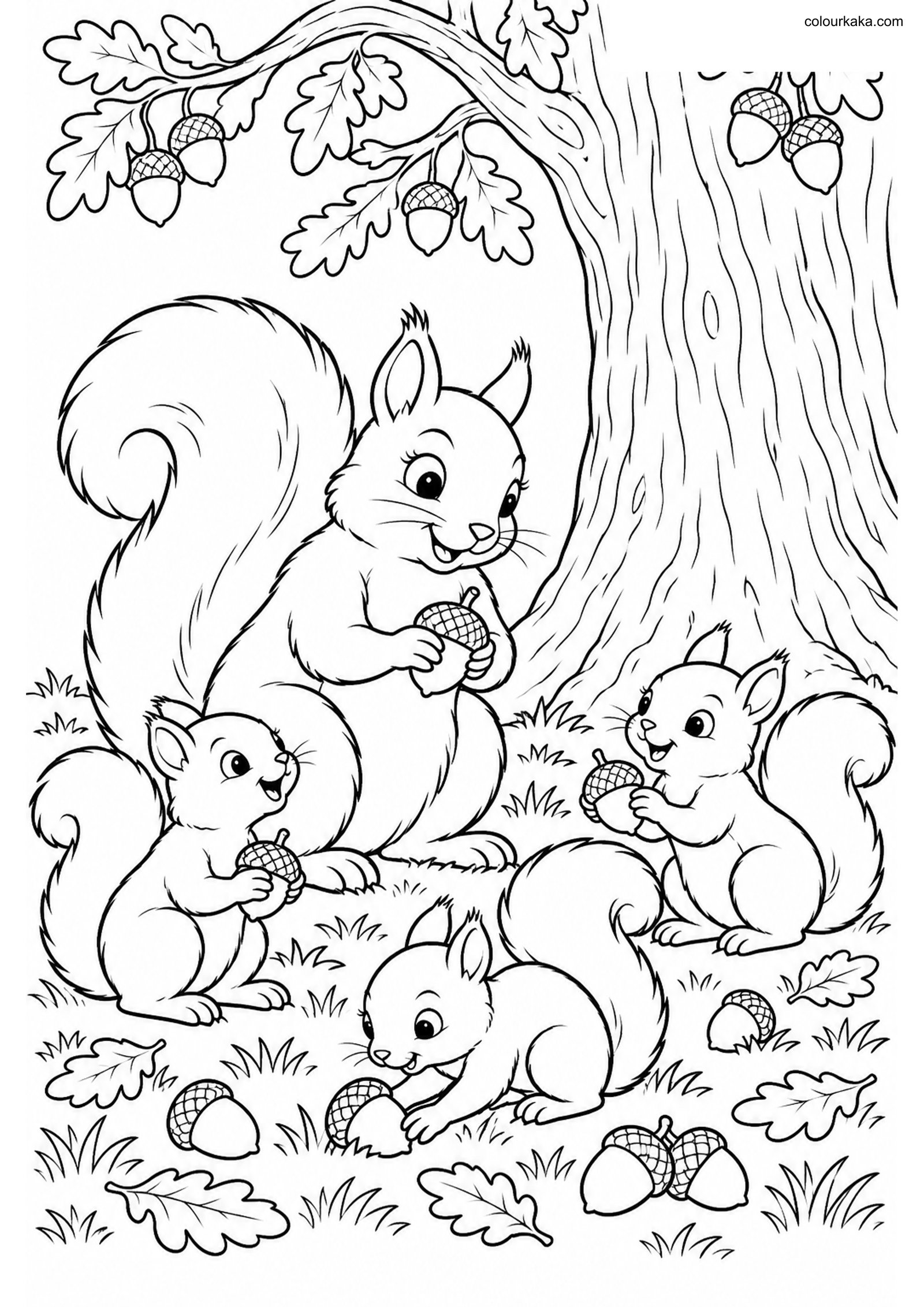 Squirrel Babies Colouring colouring page preview