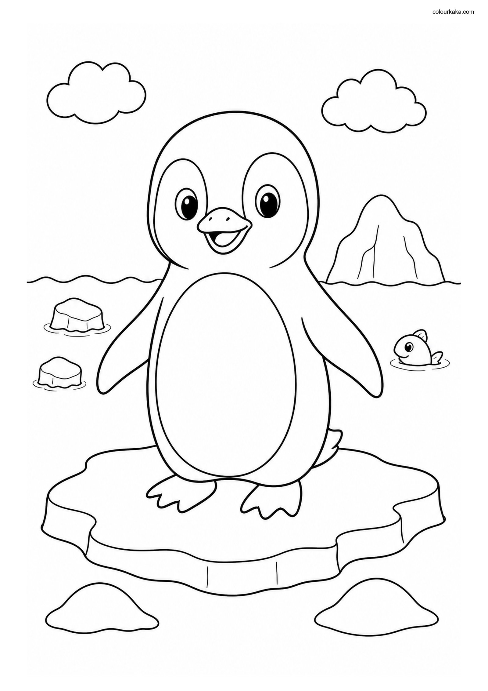 Cute Emperor Penguin colouring page preview