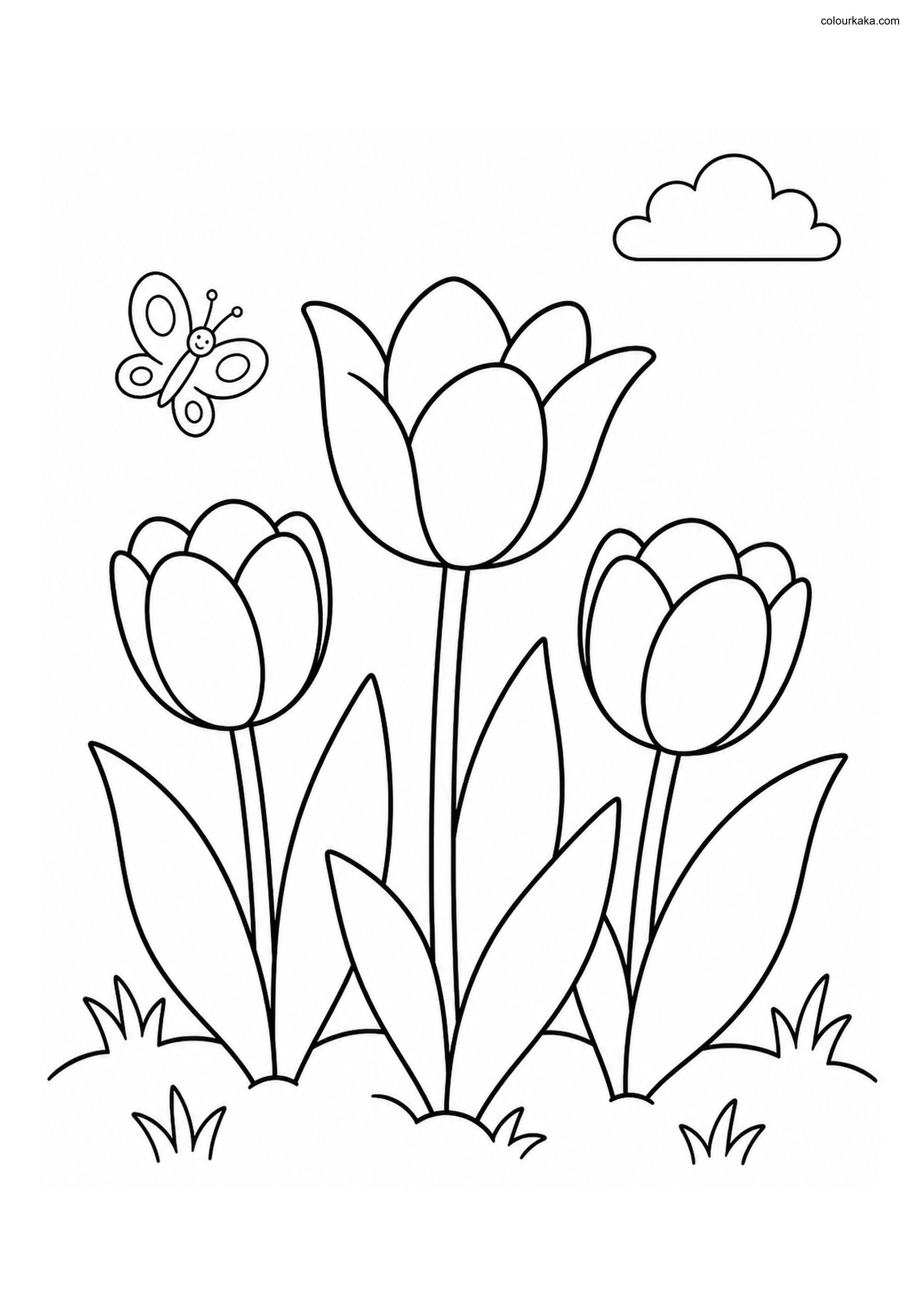 Tulip Spring Colouring Page colouring page preview