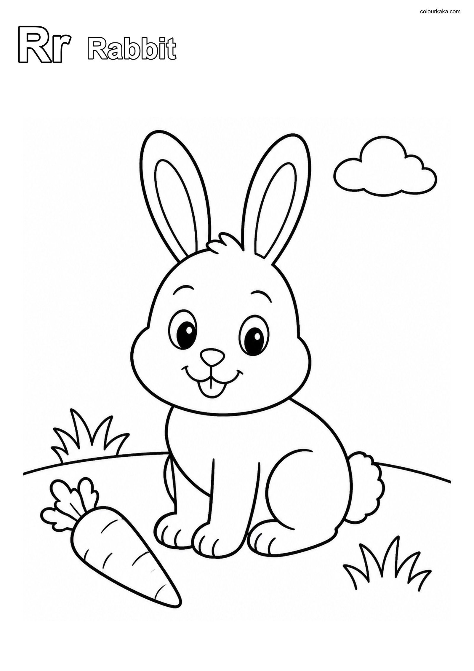 Rr Rabbit Letter Colouring colouring page preview