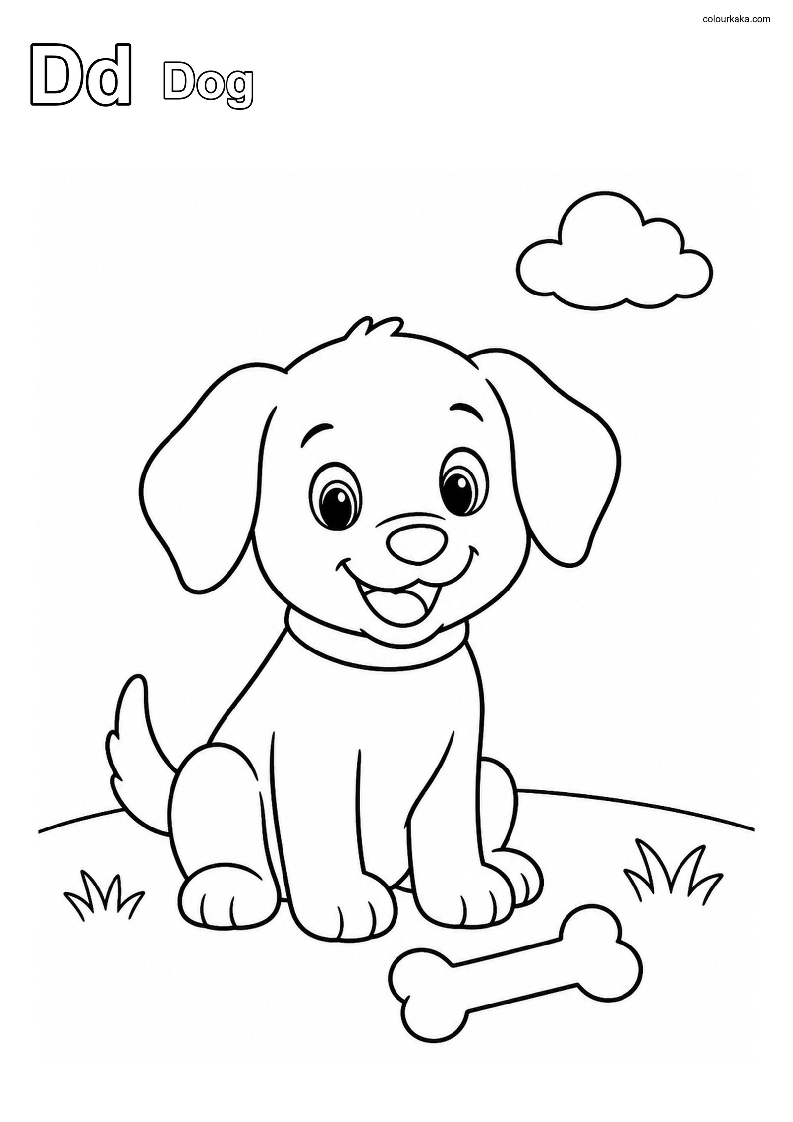 Dd Dog ABC Practice Page colouring page preview