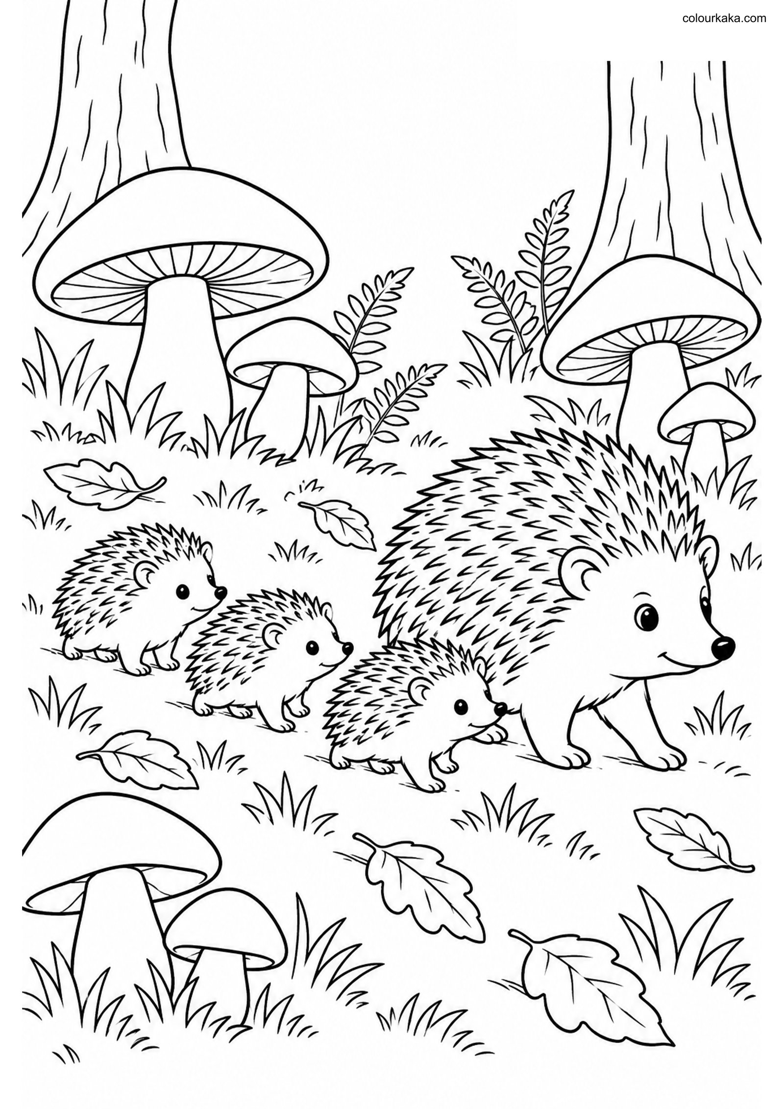 Hedgehog Hoglets Colouring colouring page preview