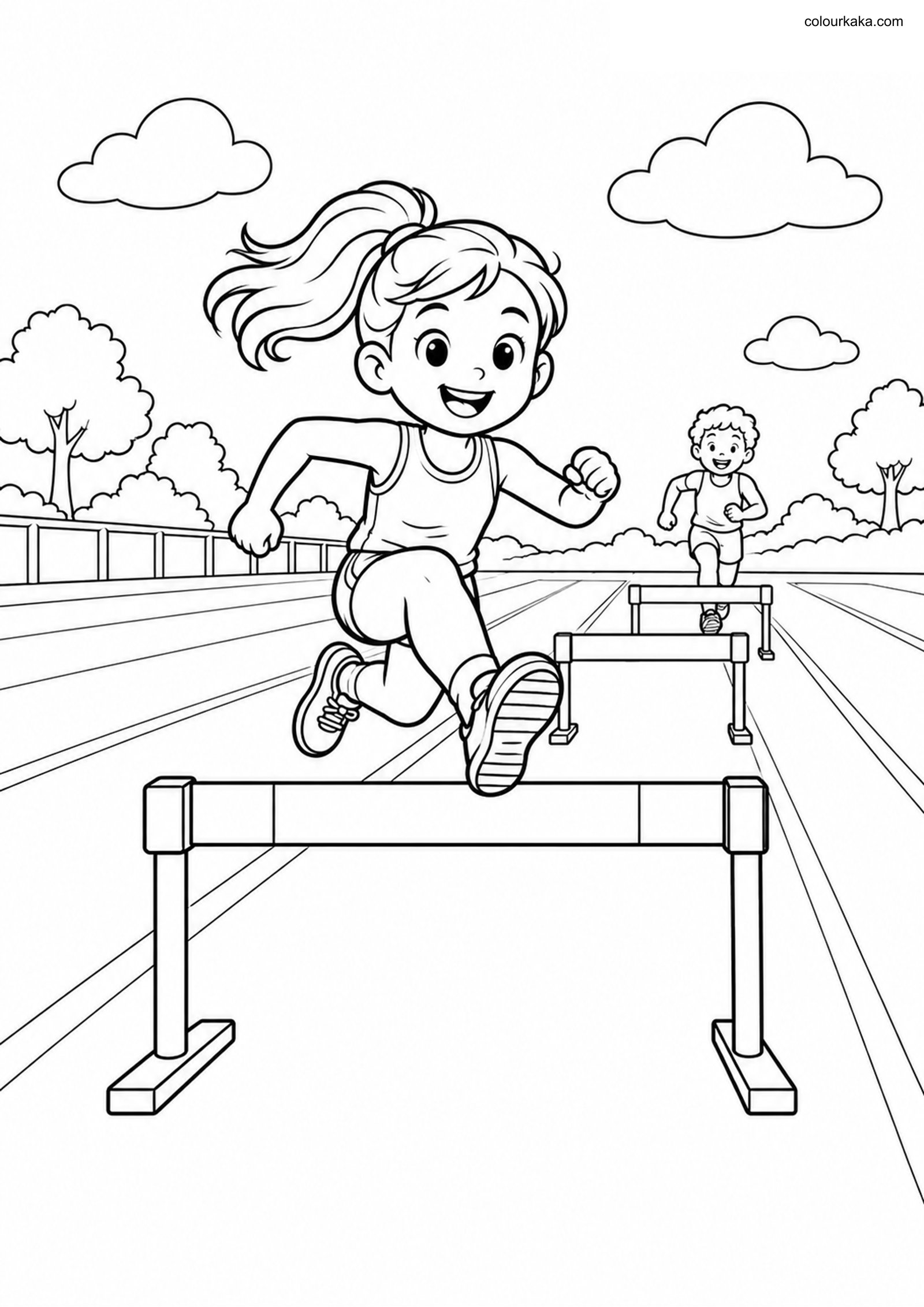 Hurdles Colouring Page colouring page preview