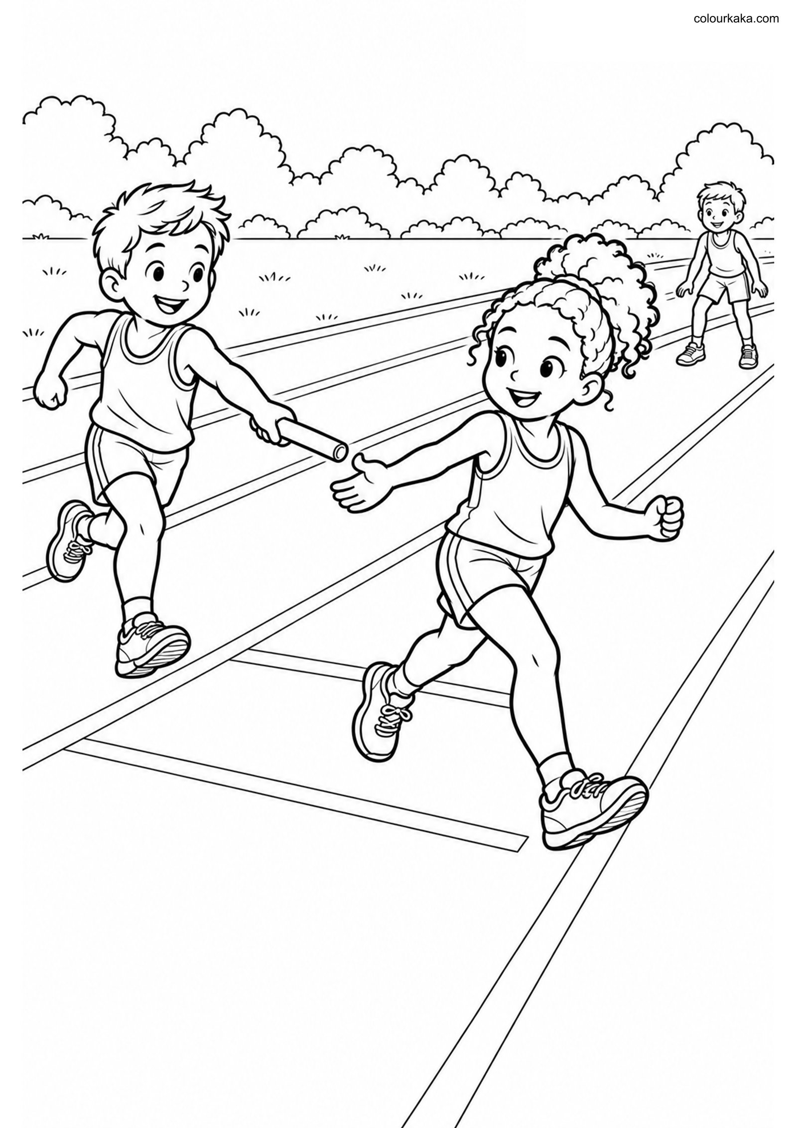 Relay Race Colouring Page colouring page preview