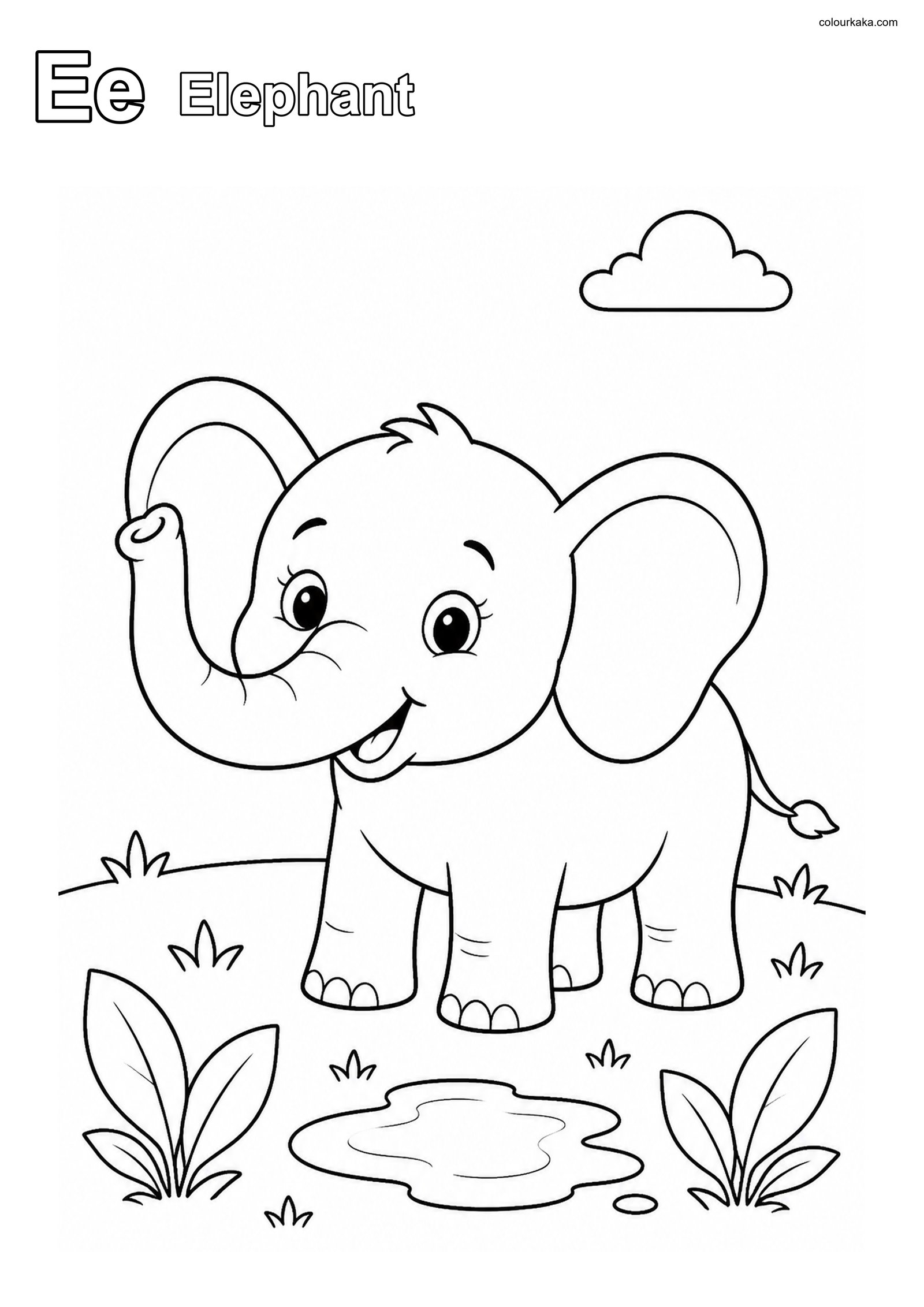Ee Elephant Letter Colouring colouring page preview
