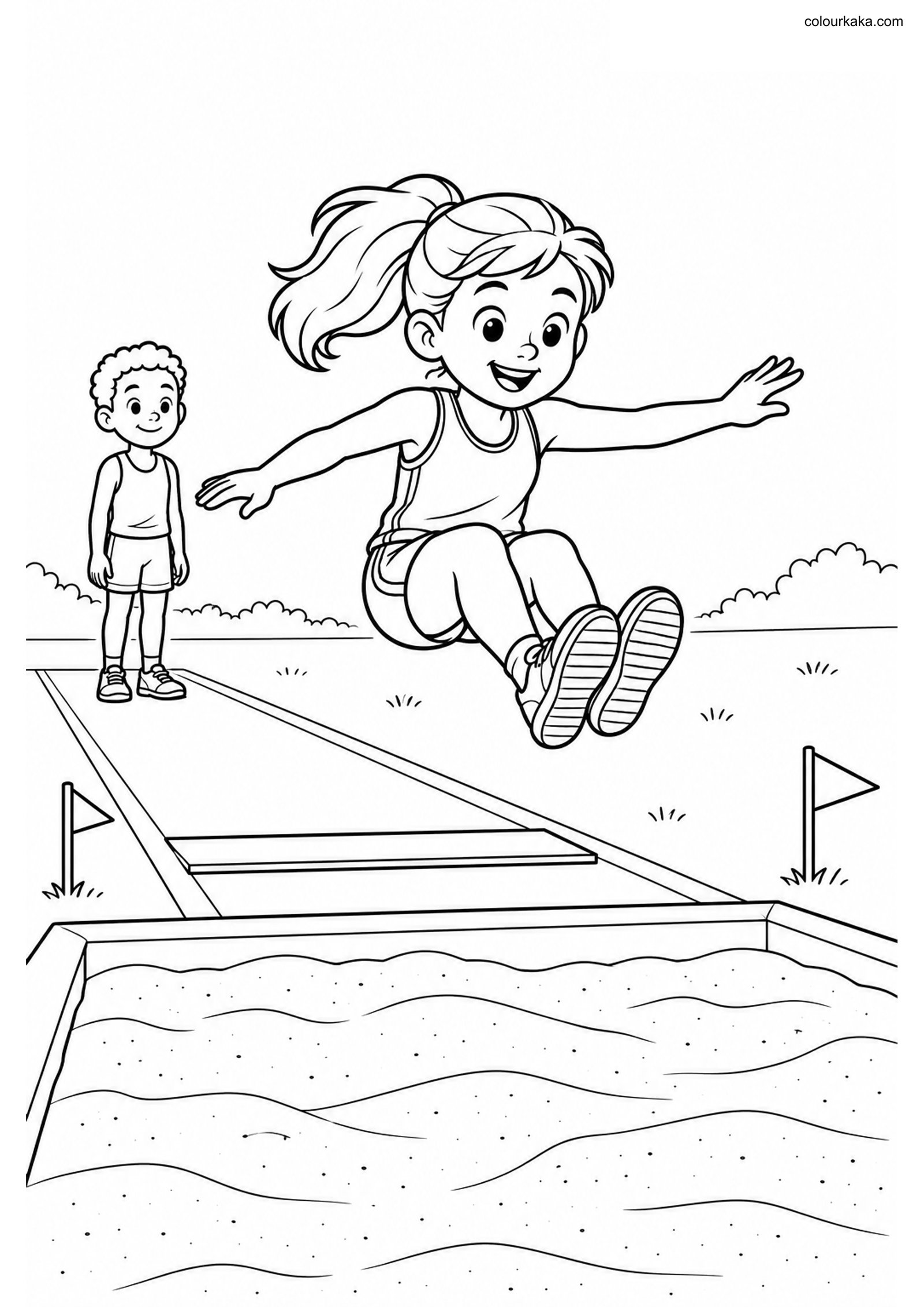Long Jump Colouring Page colouring page preview