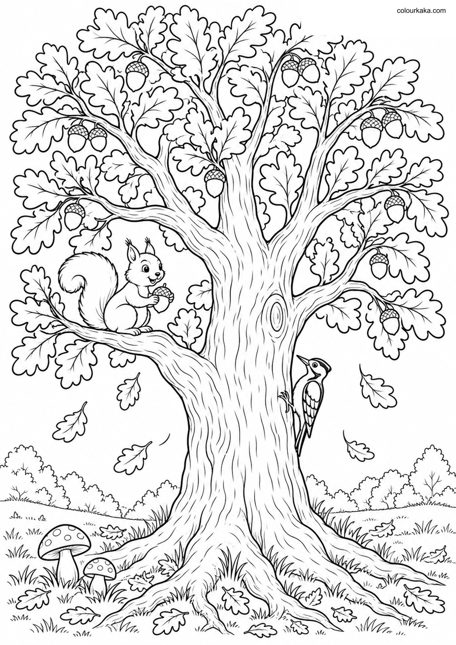 Oak Tree Colouring Page colouring page preview