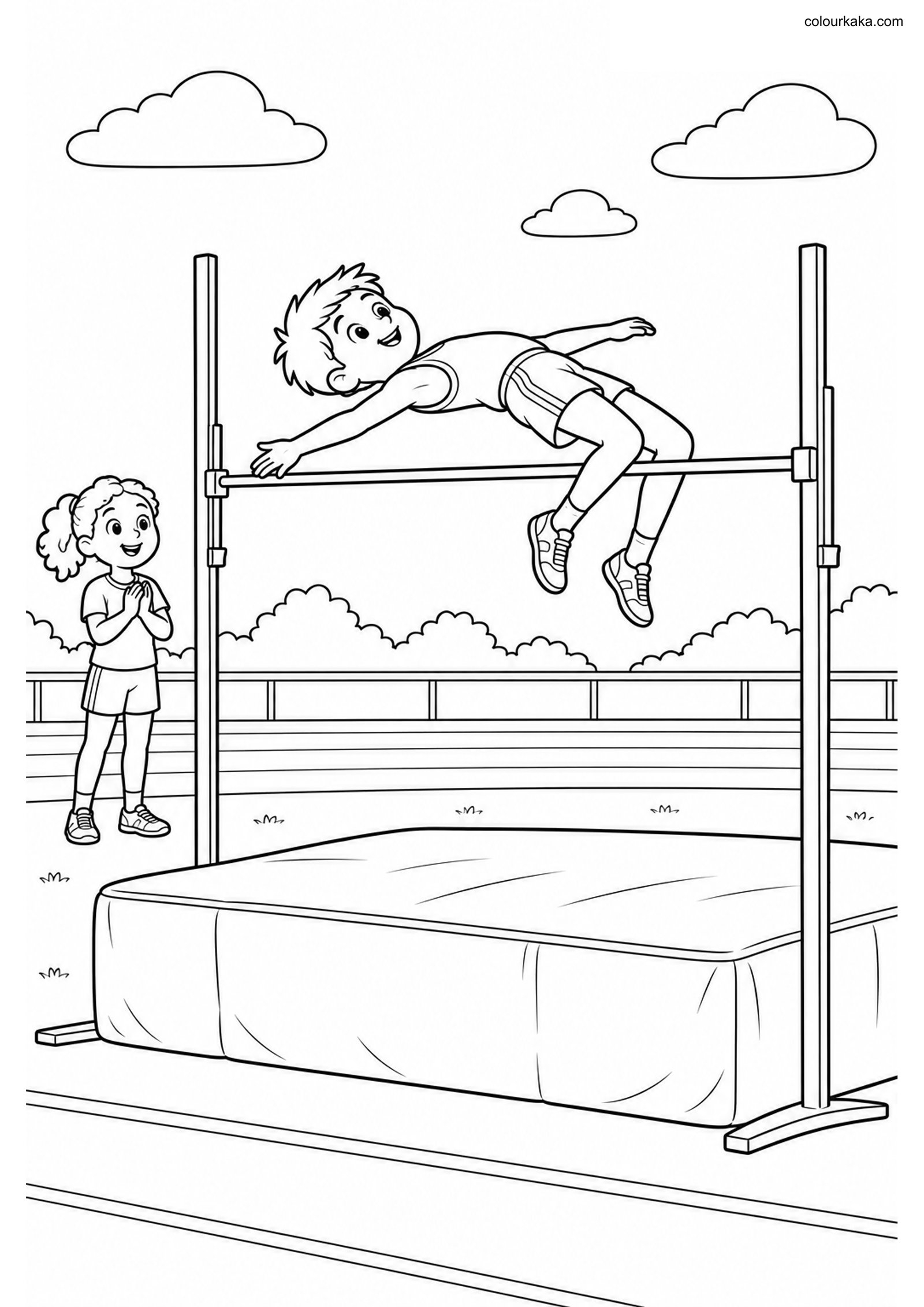 High Jump Colouring Page colouring page preview