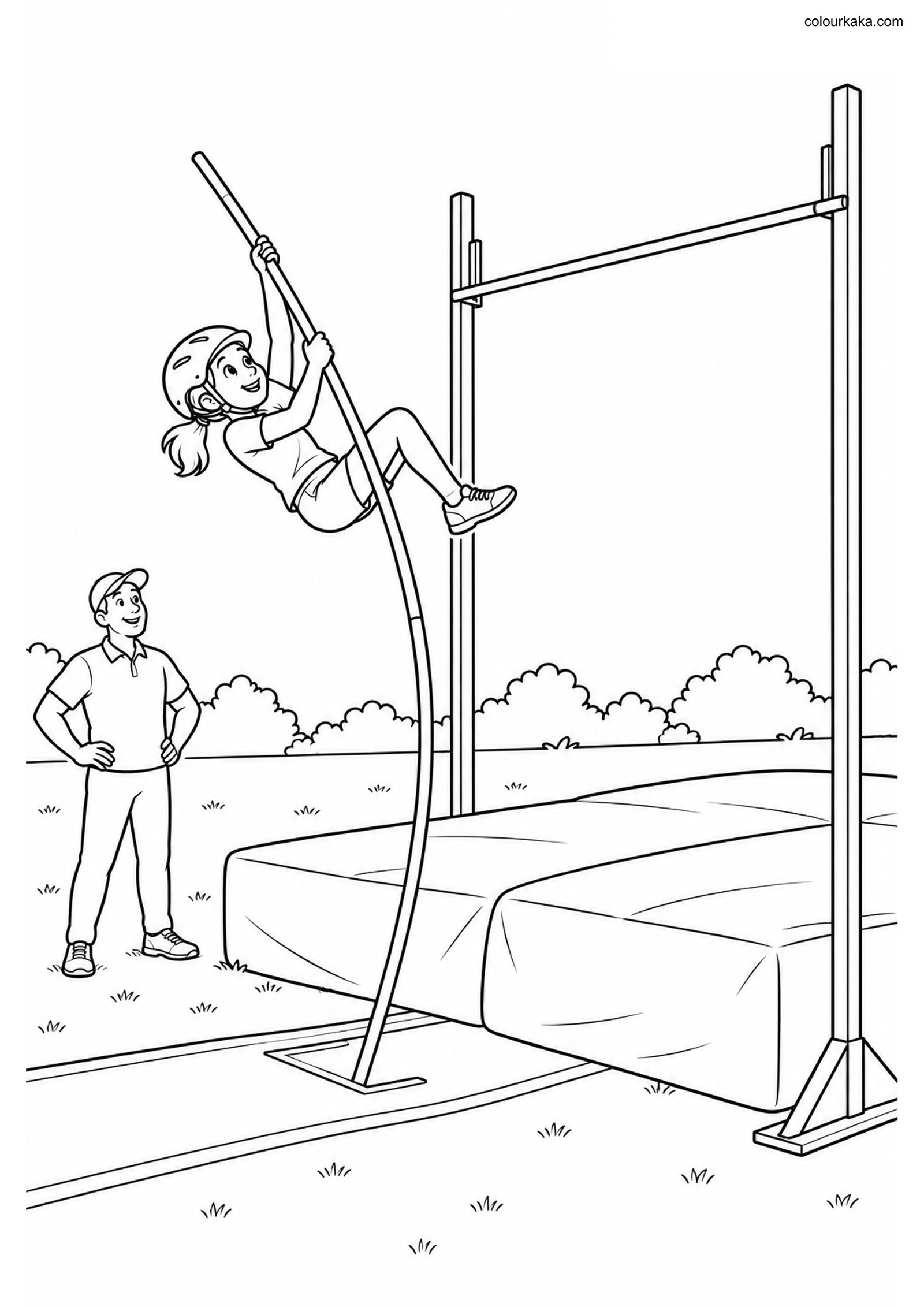 Pole Vault Colouring Page colouring page preview