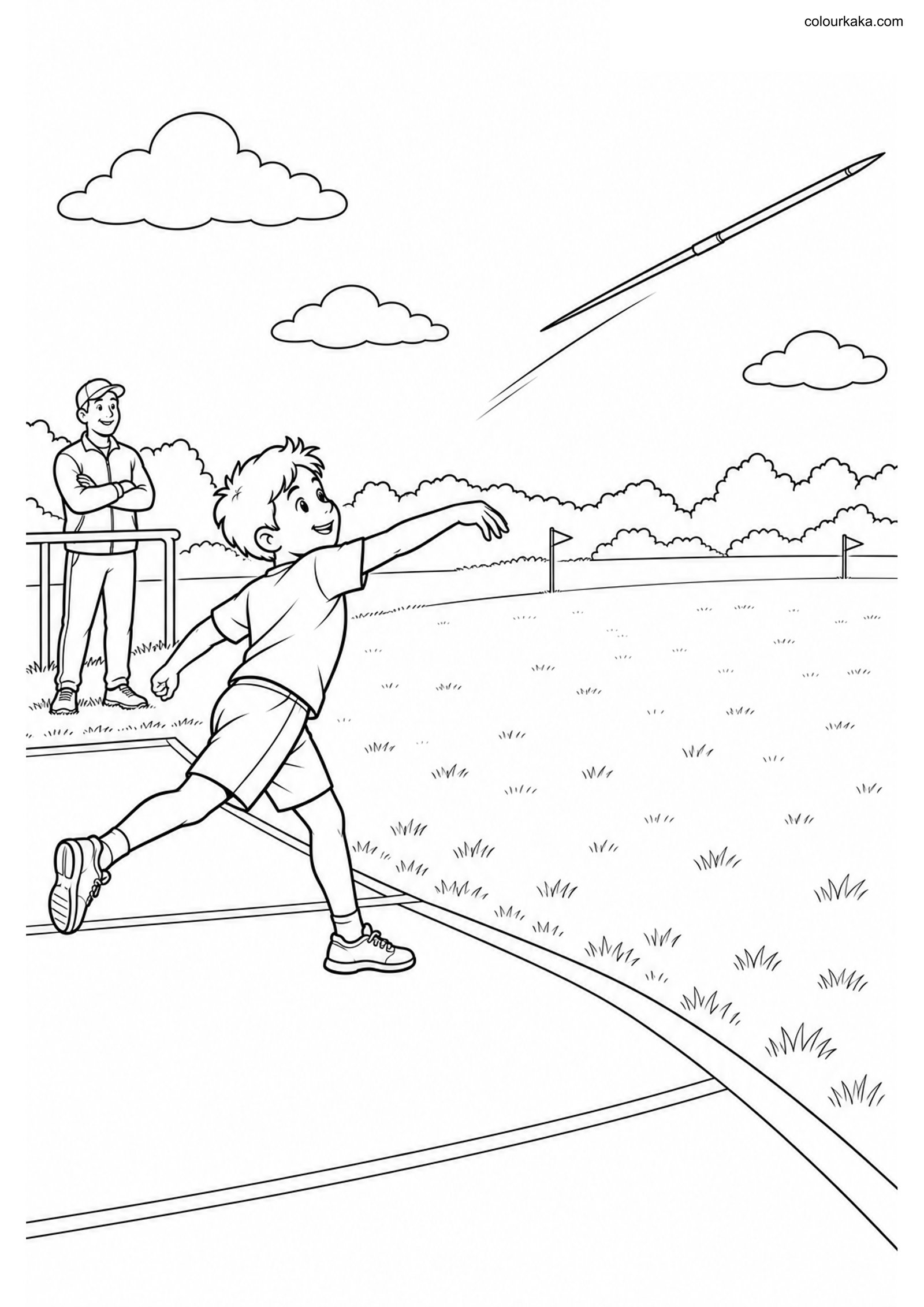 Javelin Throw Colouring Page colouring page preview