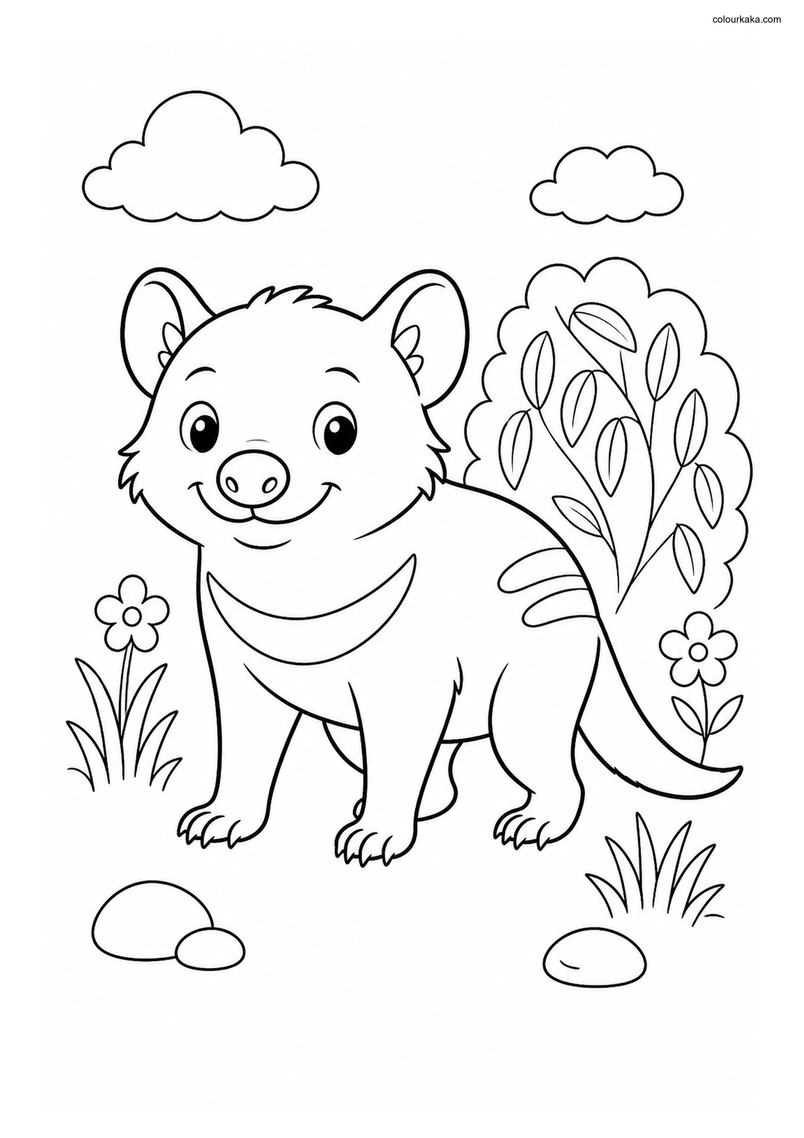 Cute Tasmanian Devil colouring page preview