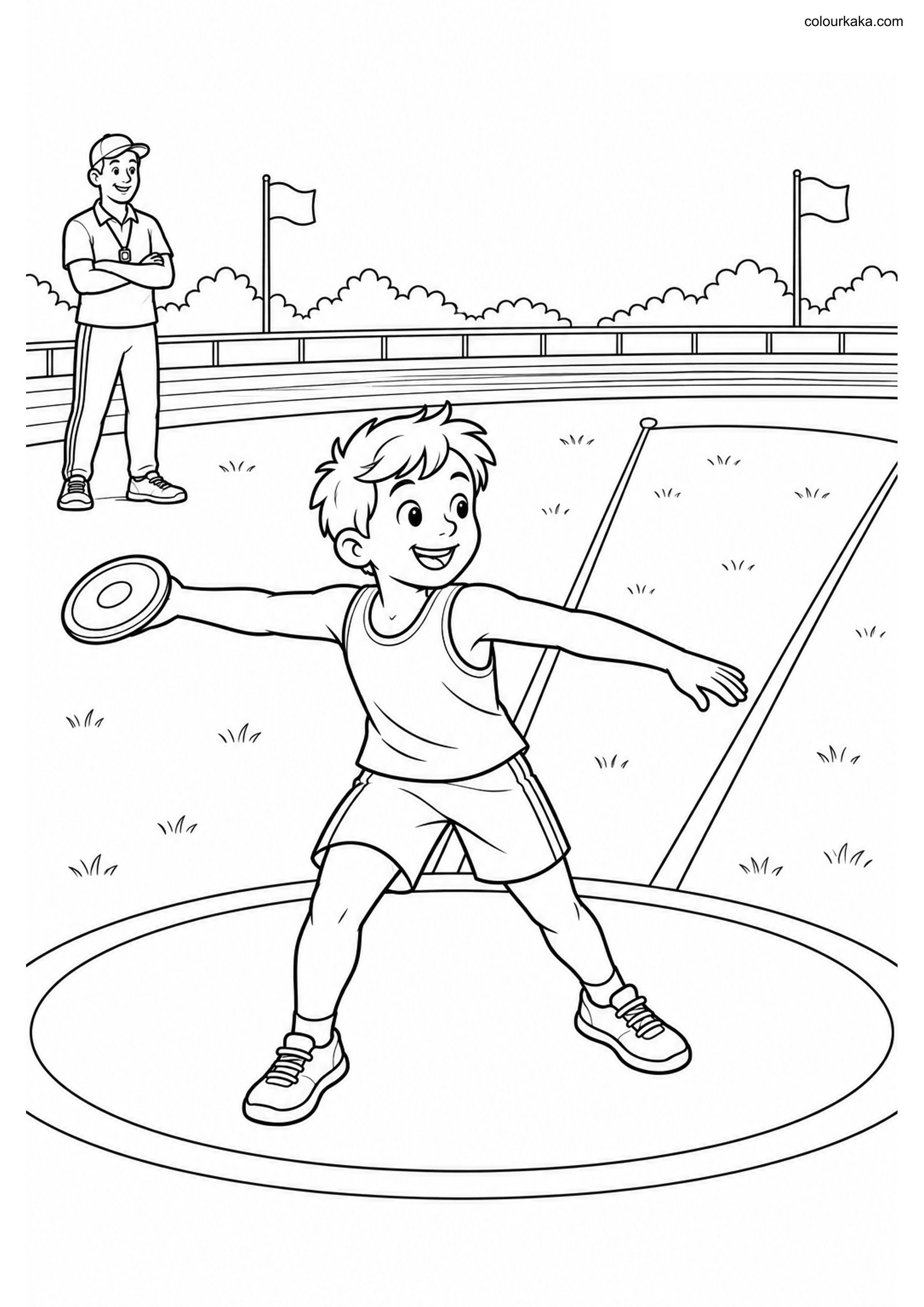 Discus Throw Colouring Page colouring page preview
