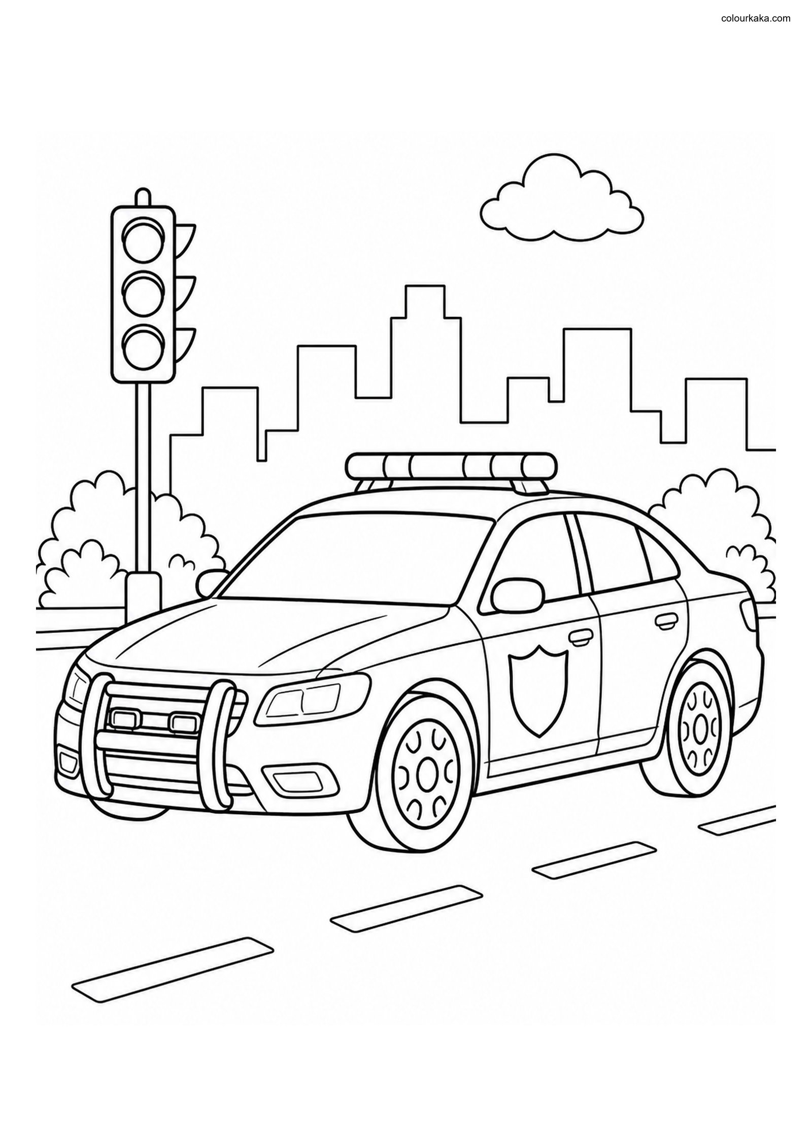 Police Car Patrol Colouring colouring page preview
