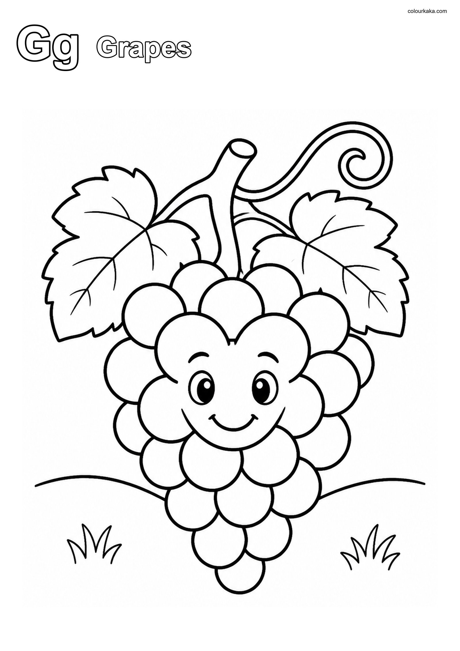 Gg Grapes Phonics Colouring colouring page preview