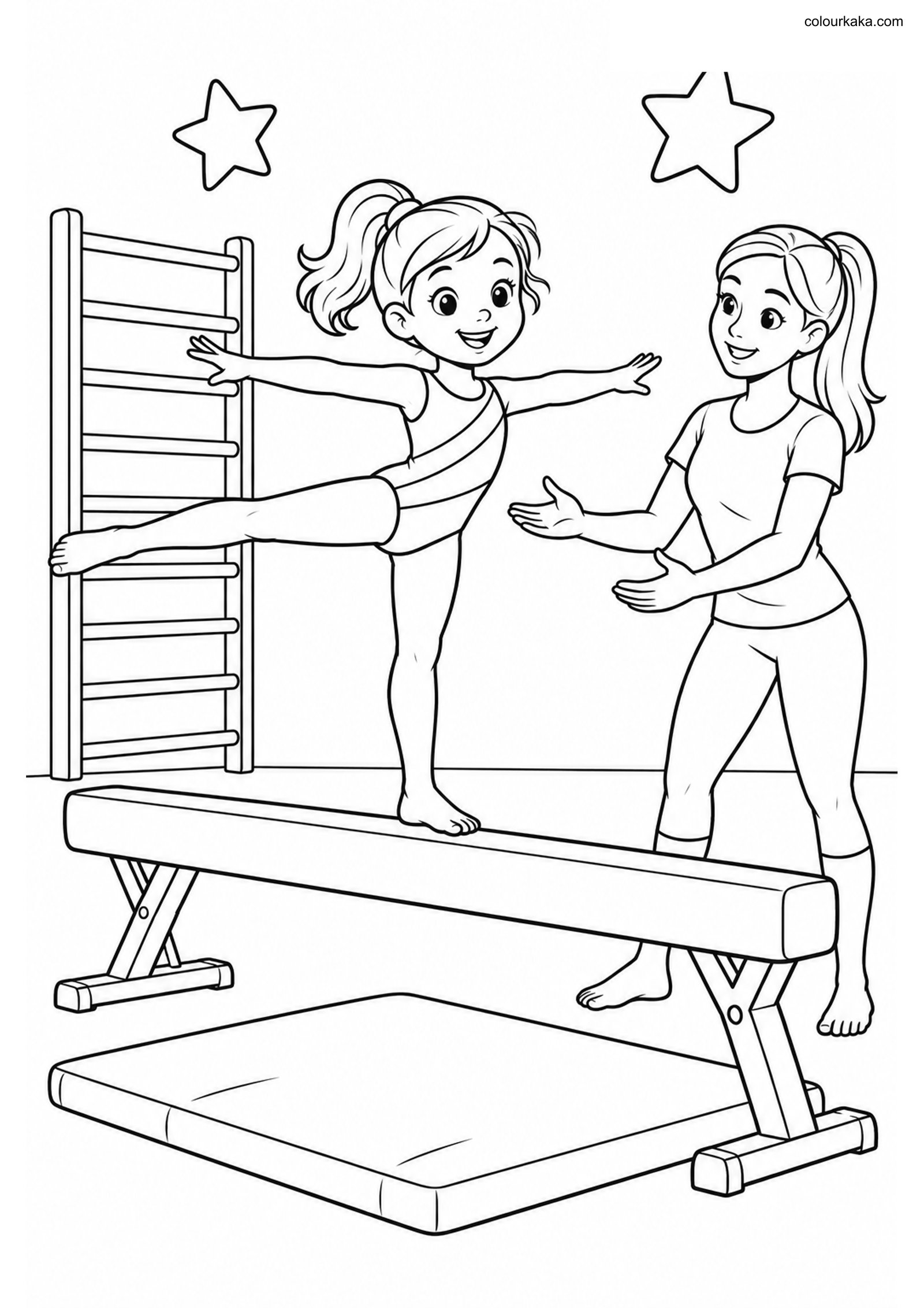 Gymnastics Colouring Page colouring page preview