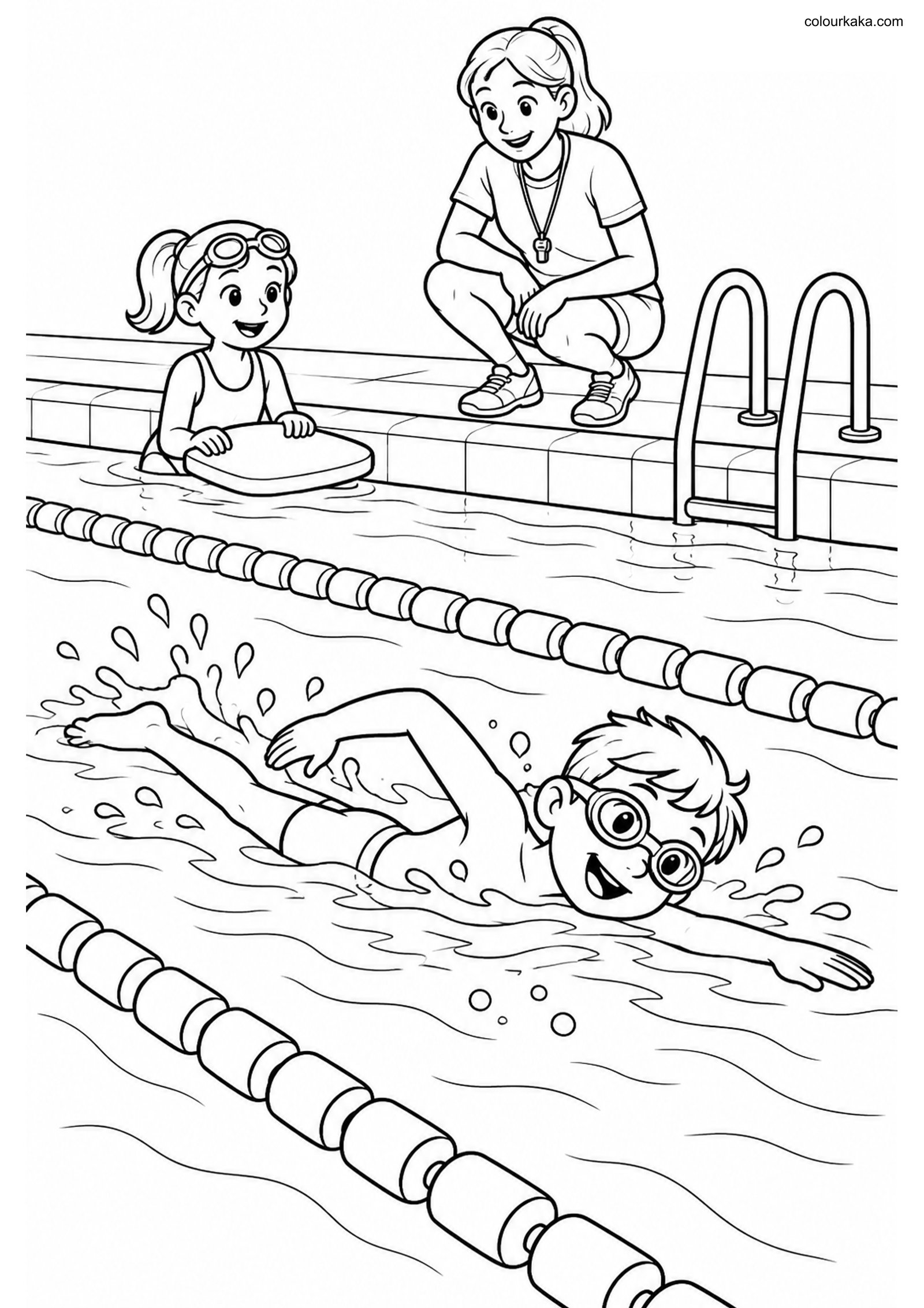 Swimming Colouring Page colouring page preview