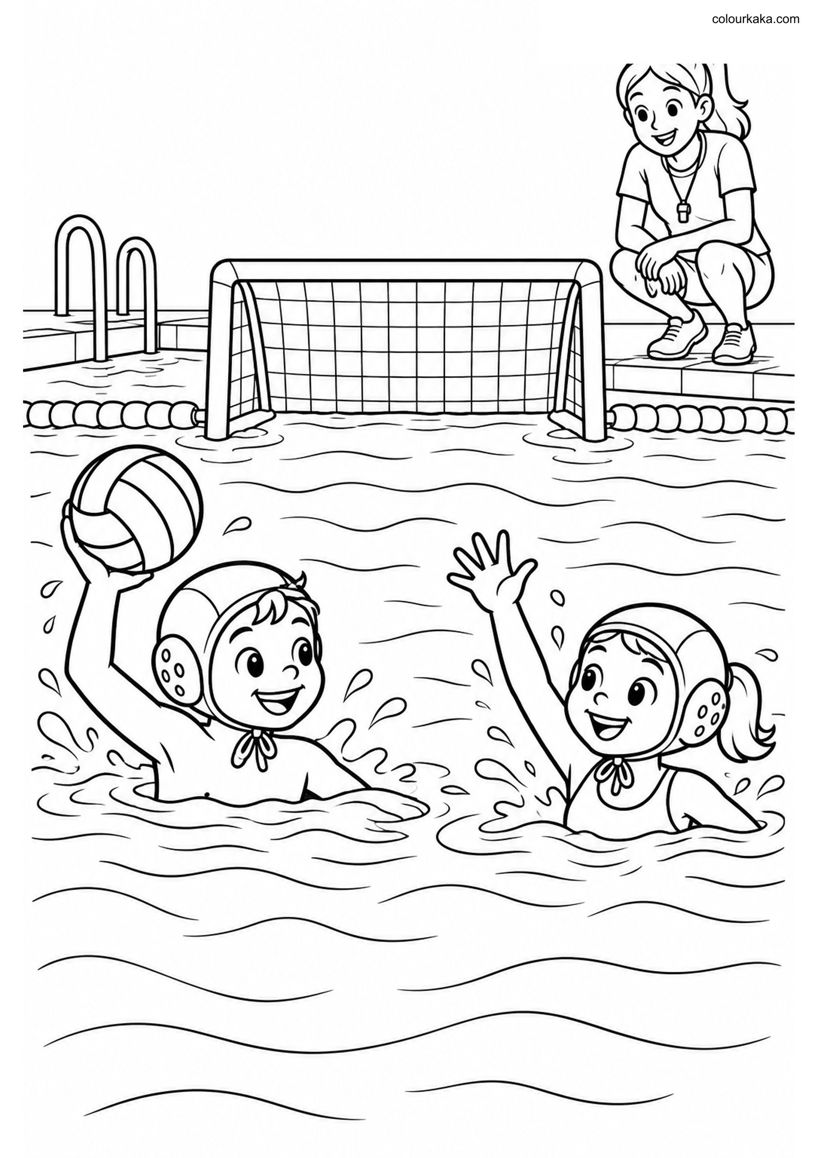 Water Polo Colouring Page colouring page preview