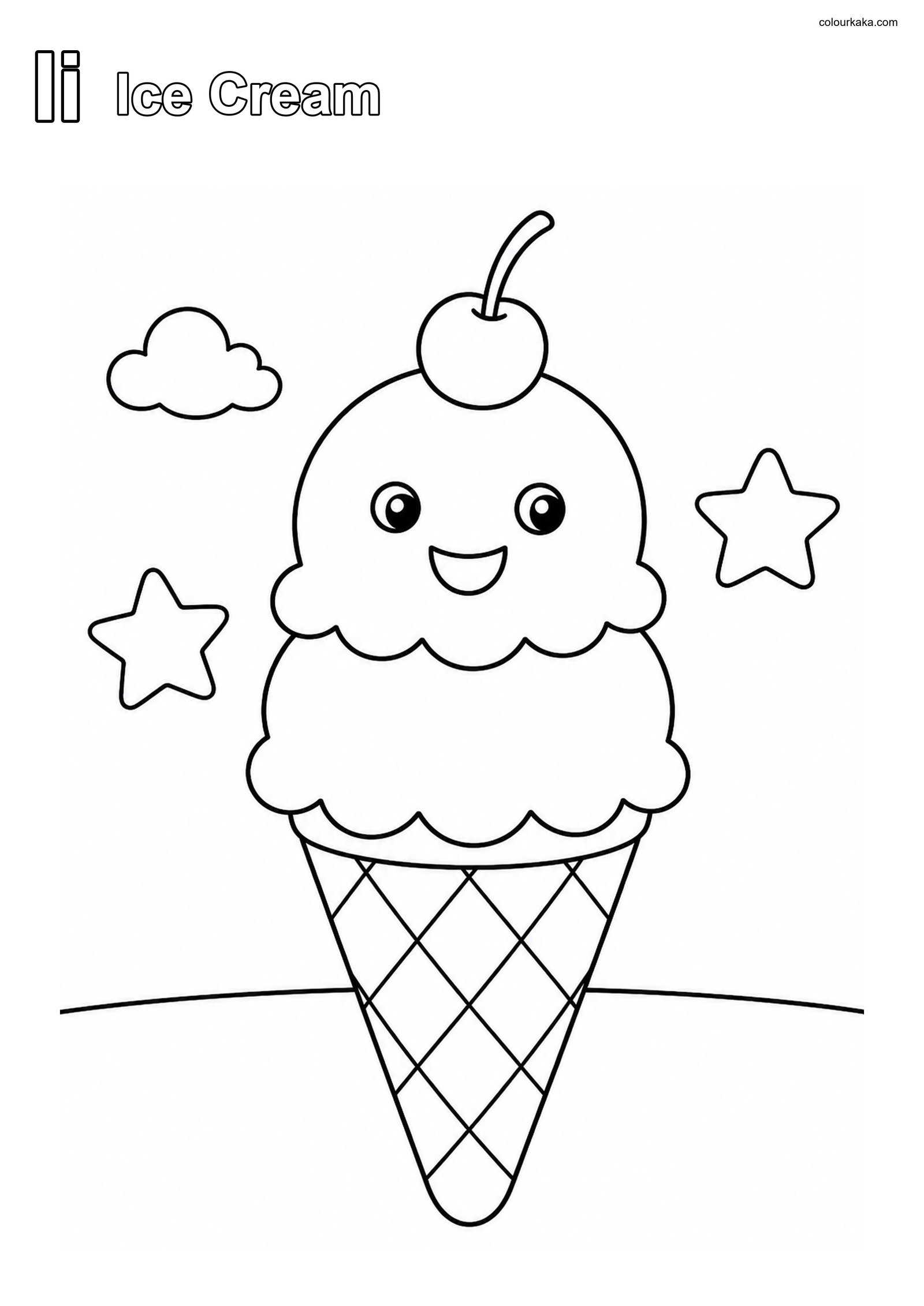 Ii Ice Cream ABC Colouring colouring page preview