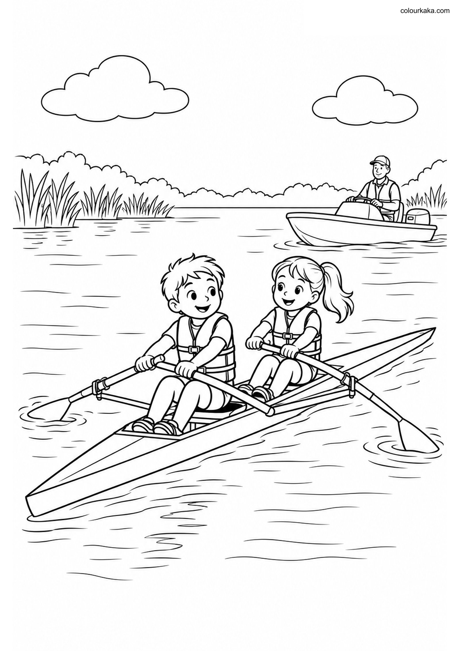 Rowing Colouring Page colouring page preview