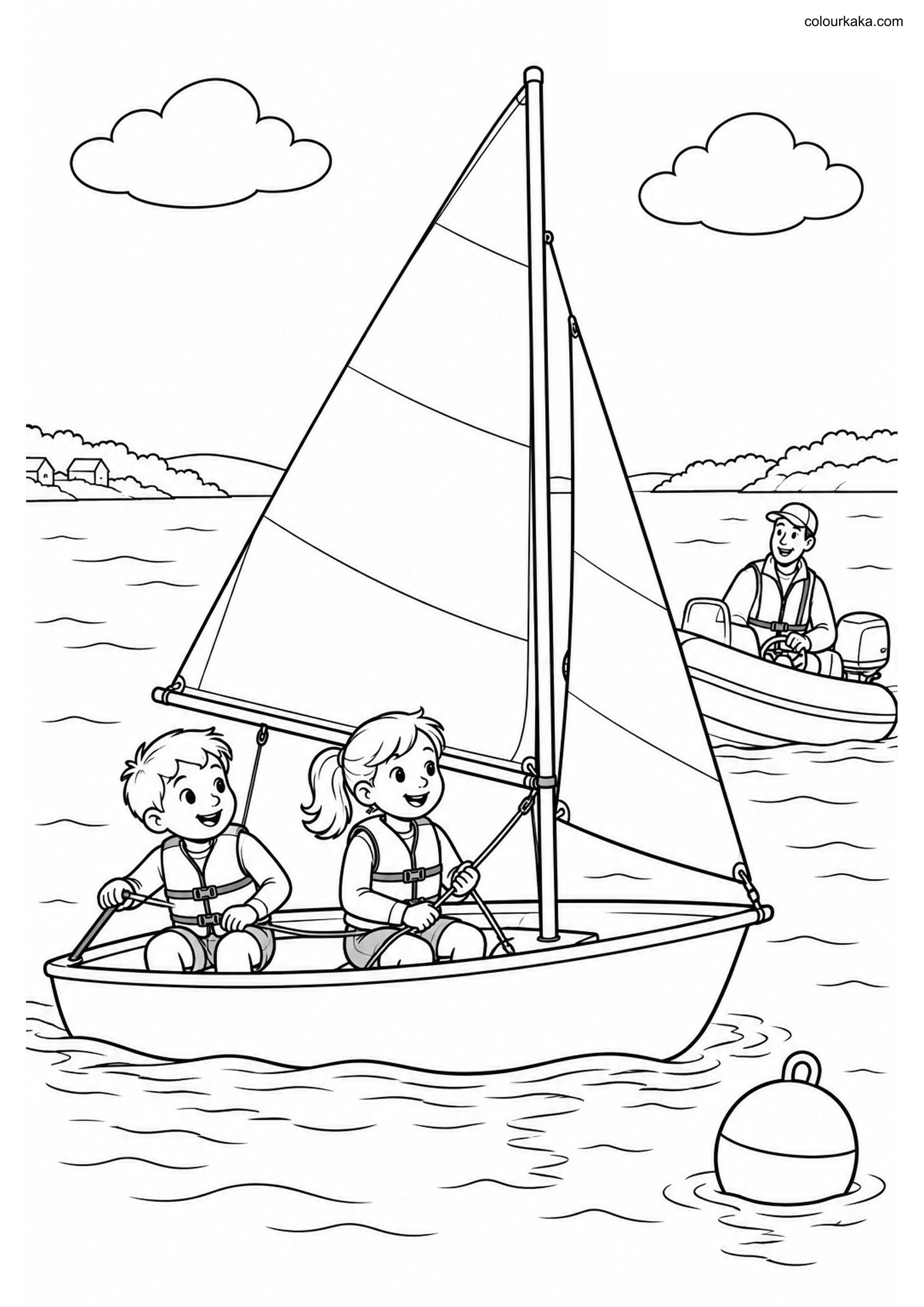 Sailing Colouring Page colouring page preview